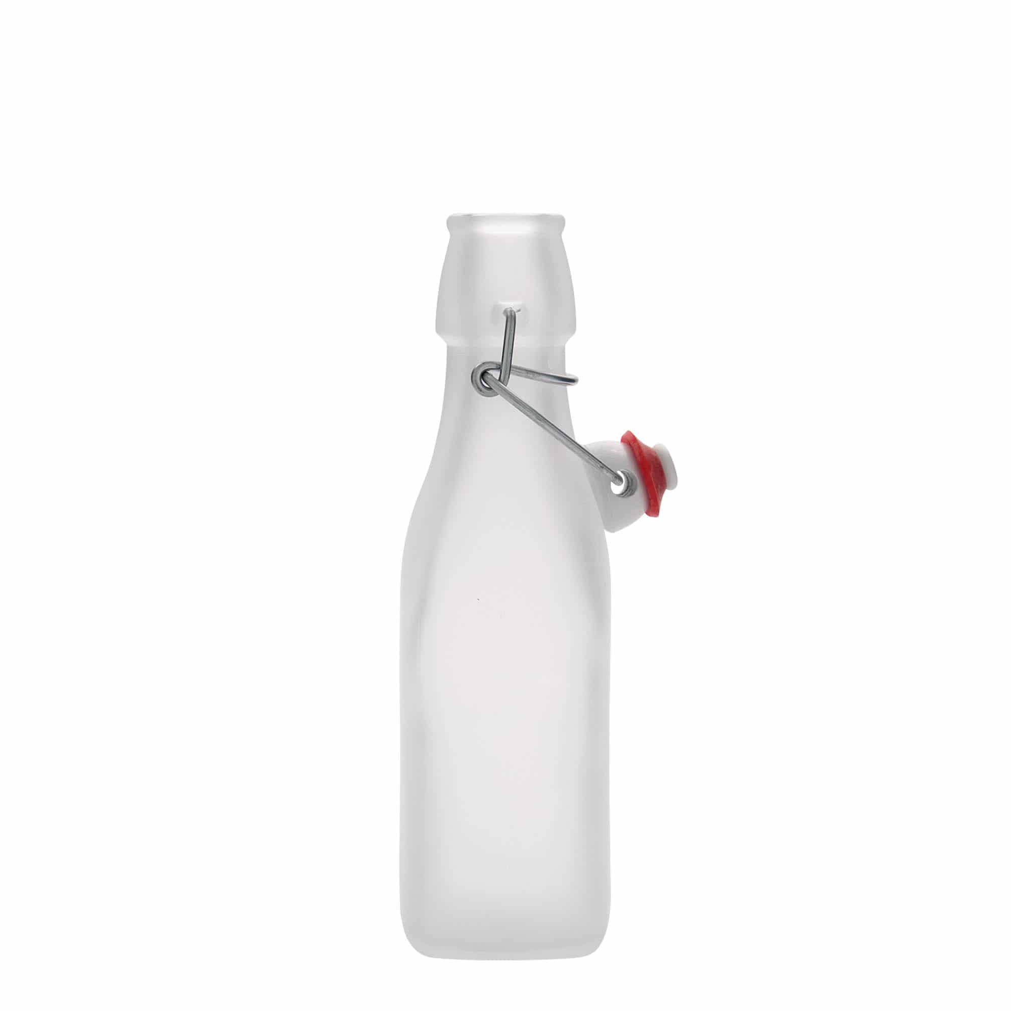 Bouteille en verre 250 ml 'Swing, carrée, blanche, ouverture : fermeture à levier'