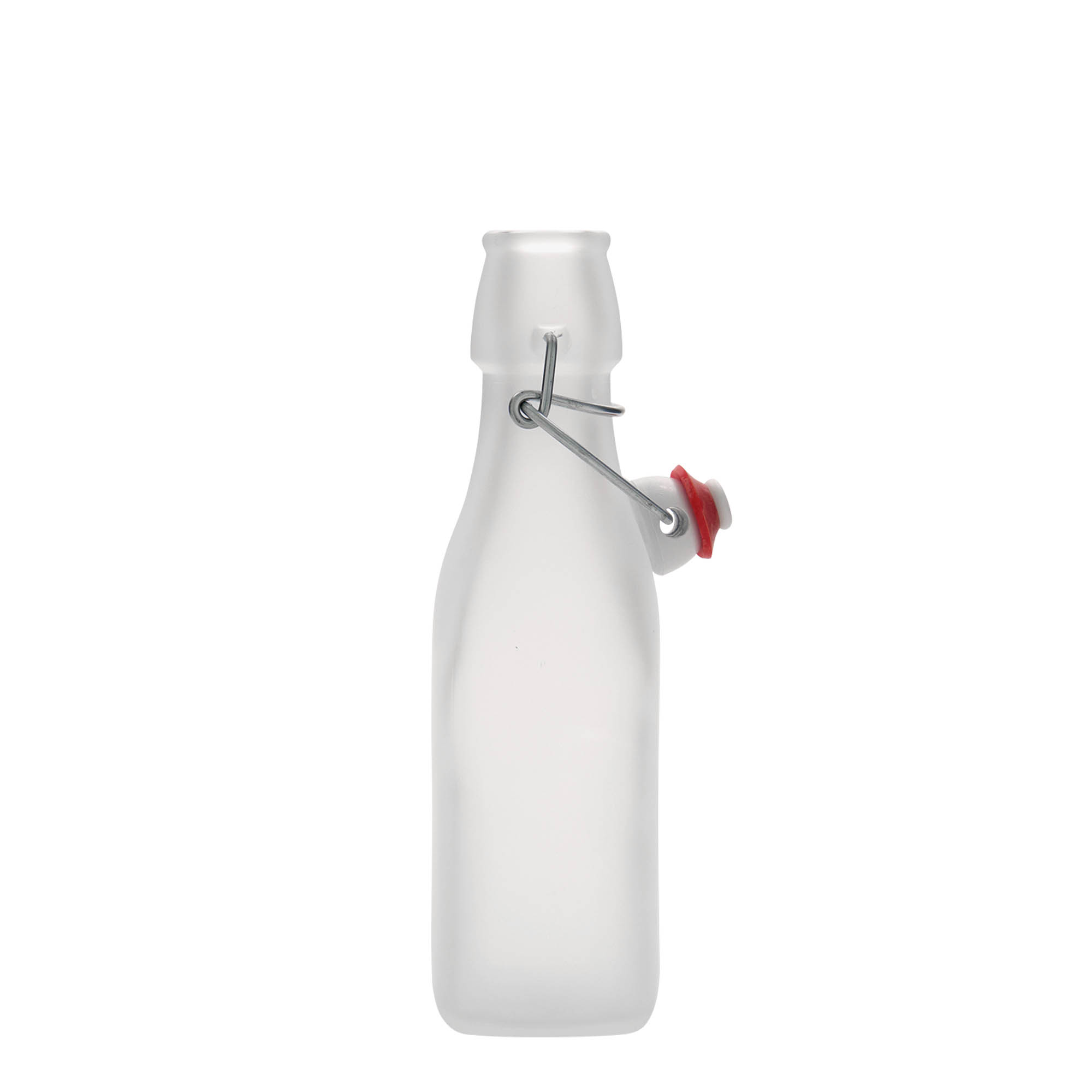 Bouteille en verre 250 ml 'Swing, carrée, blanche, ouverture : fermeture à levier' Bouteille en verre 250 ml 'Swing, carrée, blanche, ouverture : fermeture à levier'