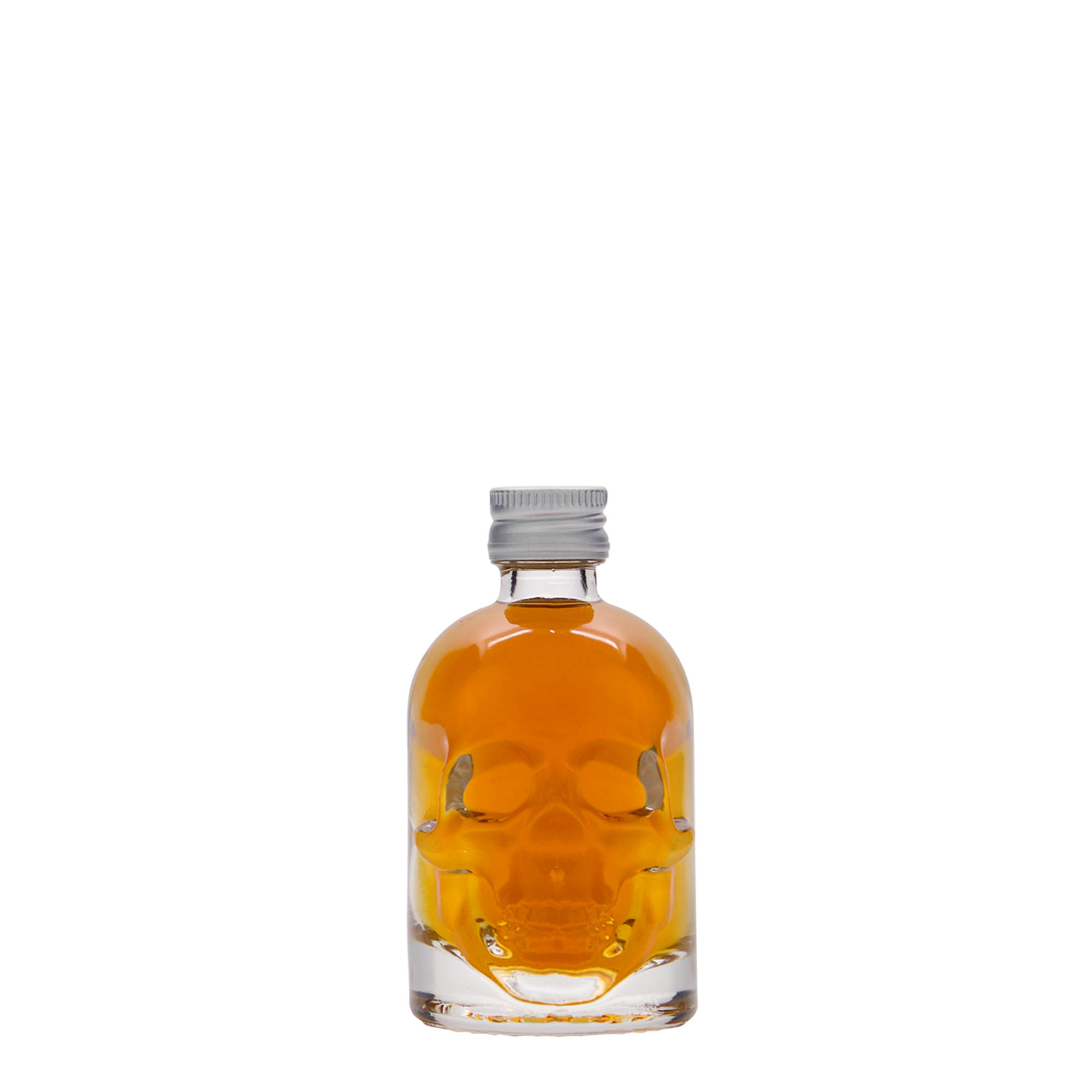Flacon en verre 50 ml « Tête de mort », ouverture : PP 18 Flacon en verre 50 ml « Tête de mort », ouverture : PP 18