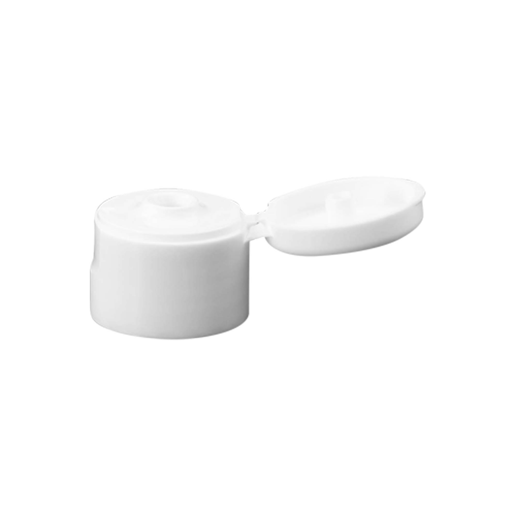 Bouchon à vis avec charnière à clapet, plastique PP, blanc, pour ouverture : 24/410 Bouchon à vis avec charnière à clapet, plastique PP, blanc, pour ouverture : 24/410