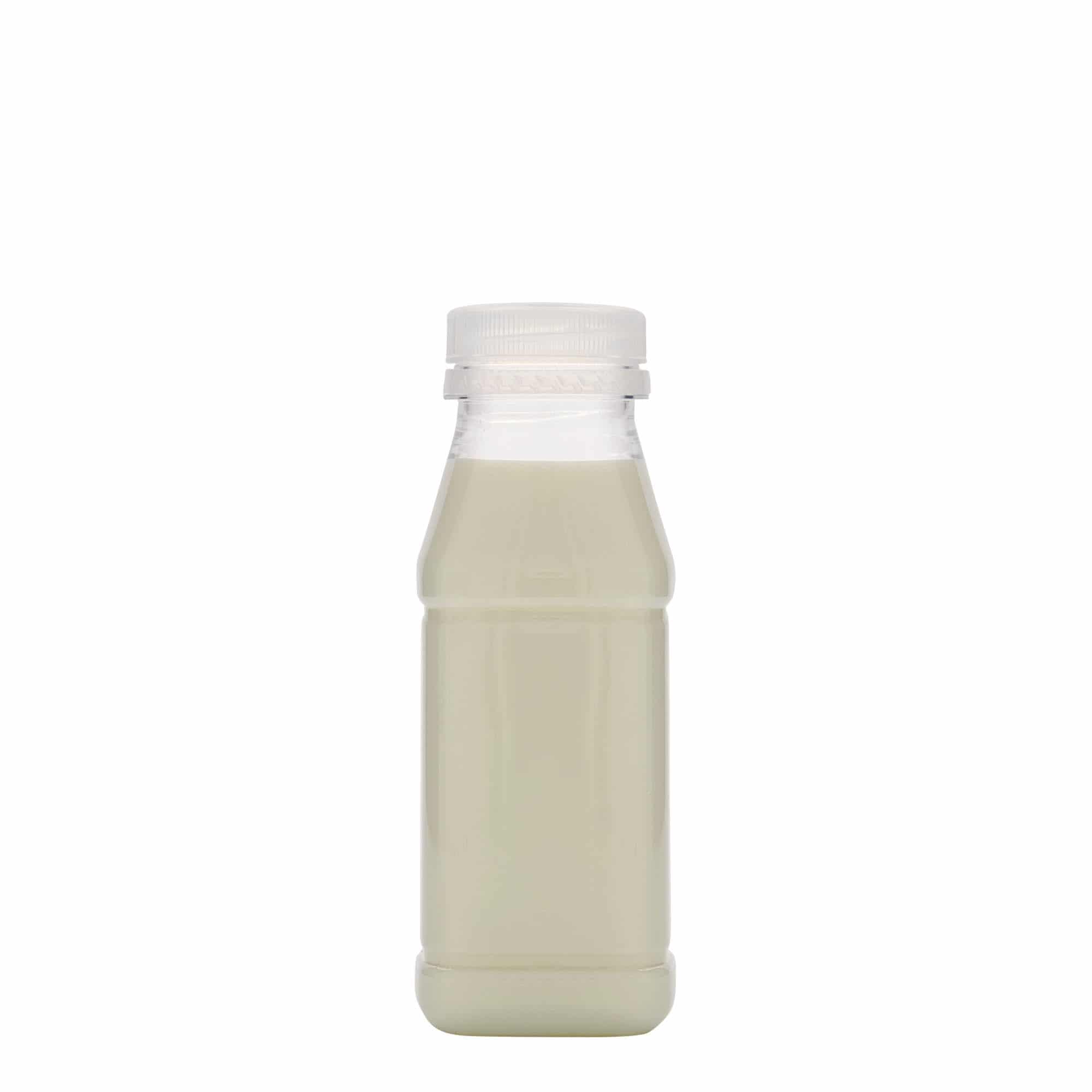 Bouteille en PET 250 ml 'Milk and Juice Carré', carrée, plastique, bouchage: 38 mm