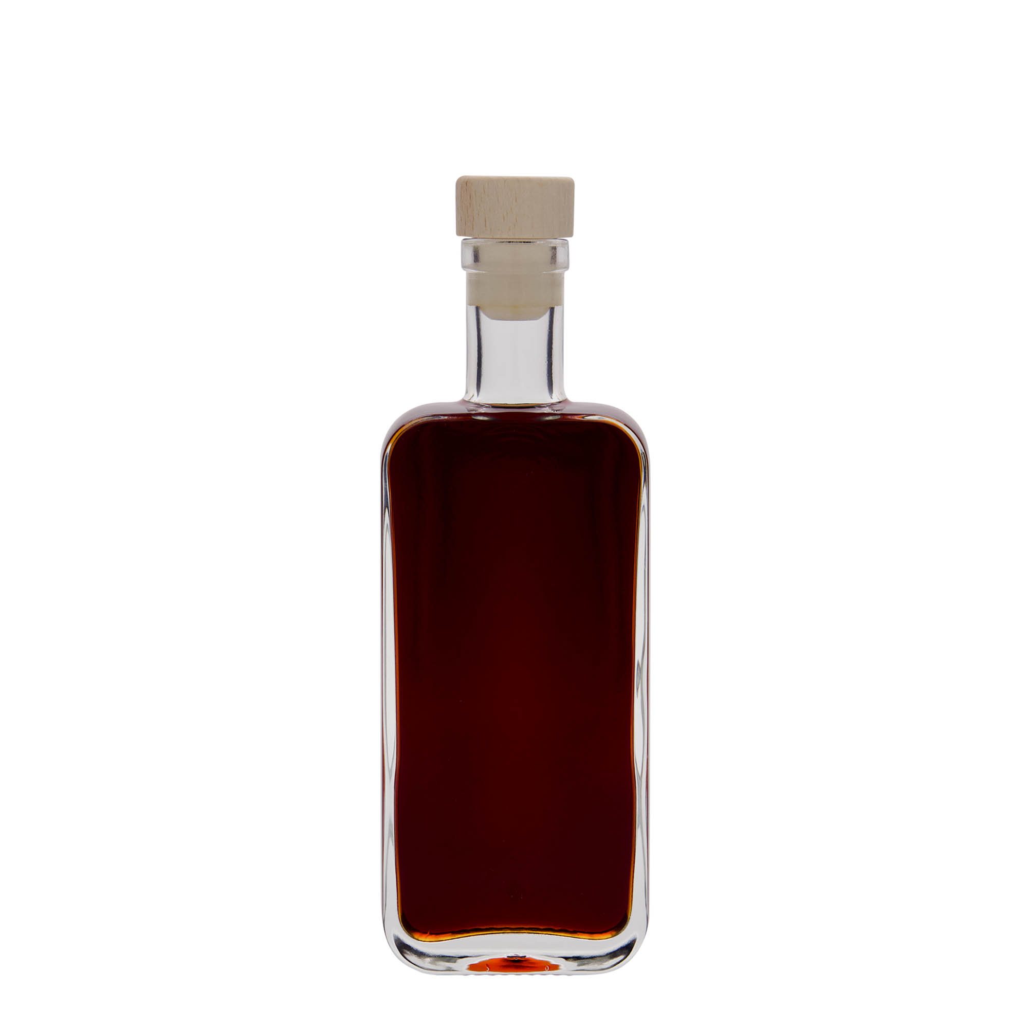 Flacon en verre 200 ml 'Nice', rectangulaire, ouverture : bouchon en liège