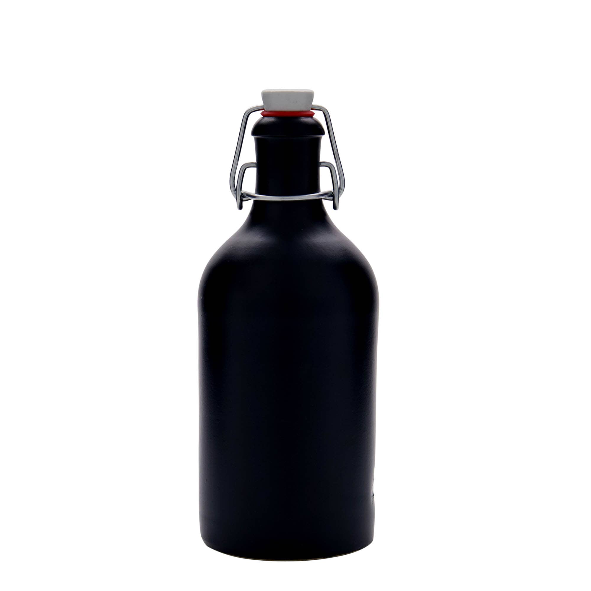 Cruche en terre cuite 500 ml, grès, noir, ouverture : fermeture à levier