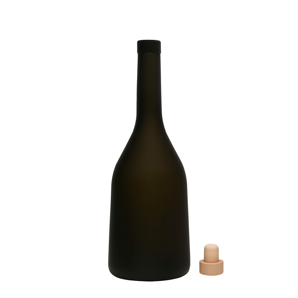 Bouteille en verre 750 ml 'Rustica', vert antique, ouverture : bouchon en liège Bouteille en verre 750 ml 'Rustica', vert antique, ouverture : bouchon en liège