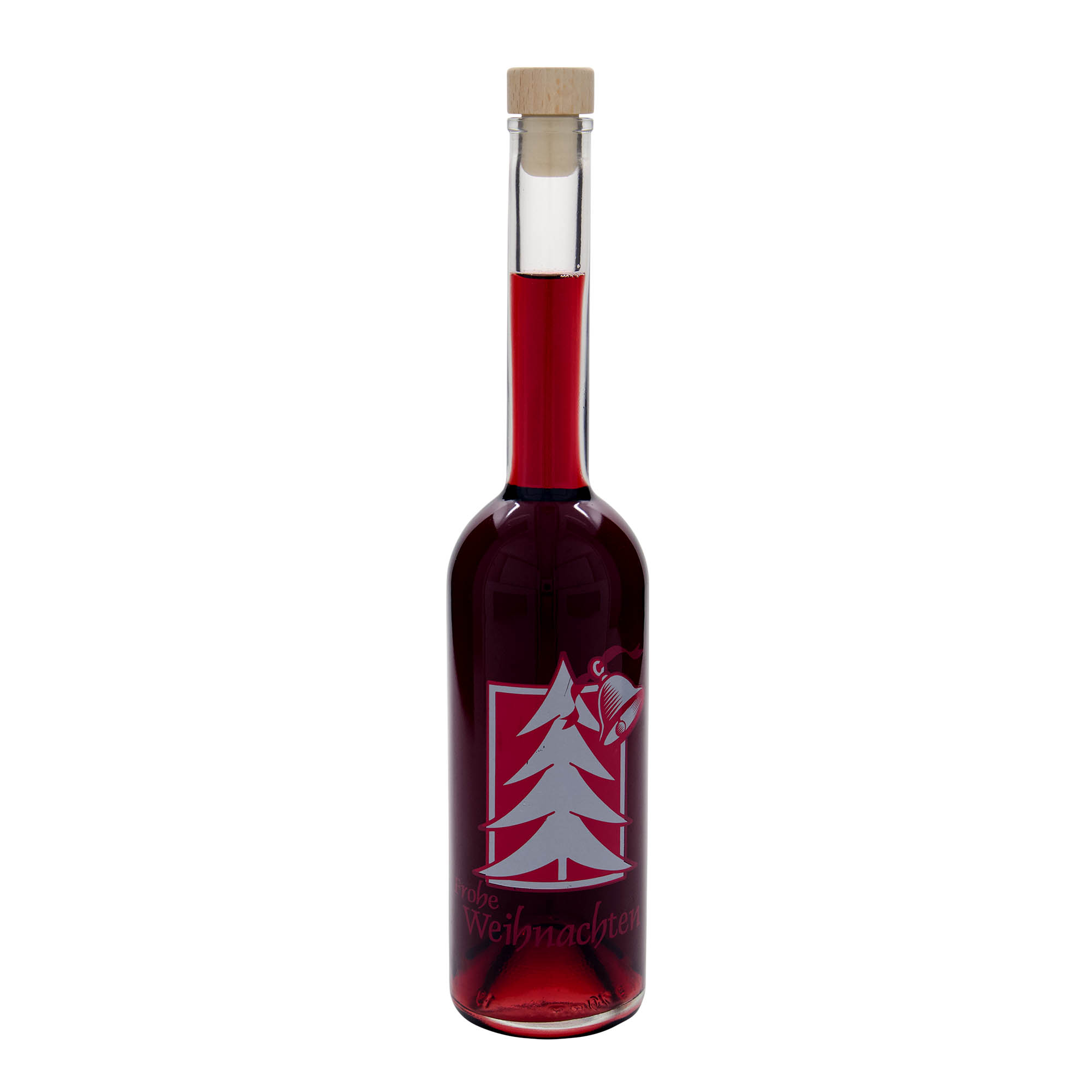 Bouteille en verre 500 ml 'Opera', motif : Vœux de Noël, ouverture : bouchon en liège