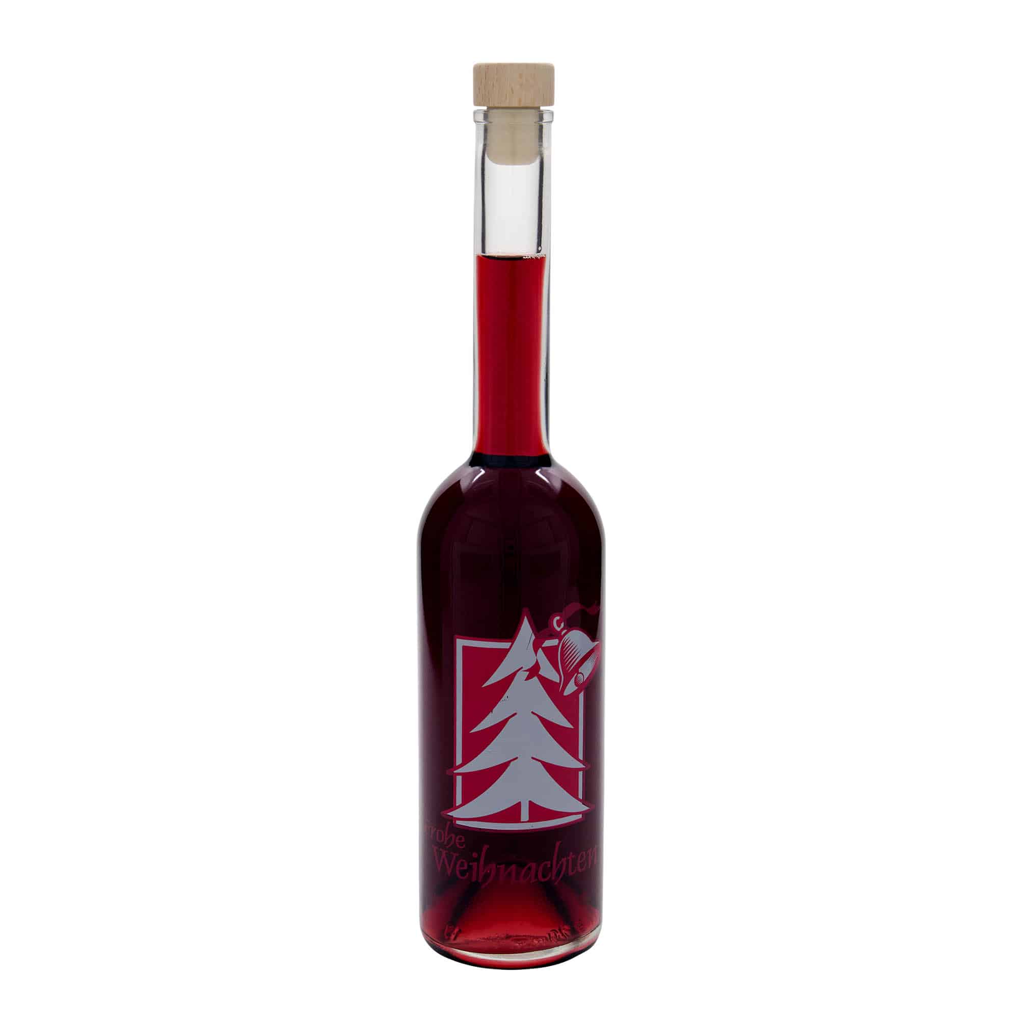 Bouteille en verre 500 ml 'Opera', motif : Vœux de Noël, ouverture : bouchon en liège