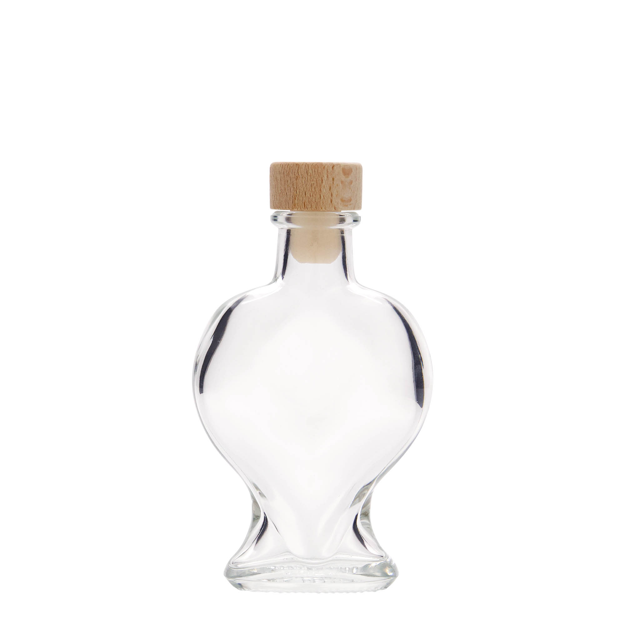 Flacon en verre 100 ml « Cœur », ouverture : bouchon en liège Flacon en verre 100 ml « Cœur », ouverture : bouchon en liège