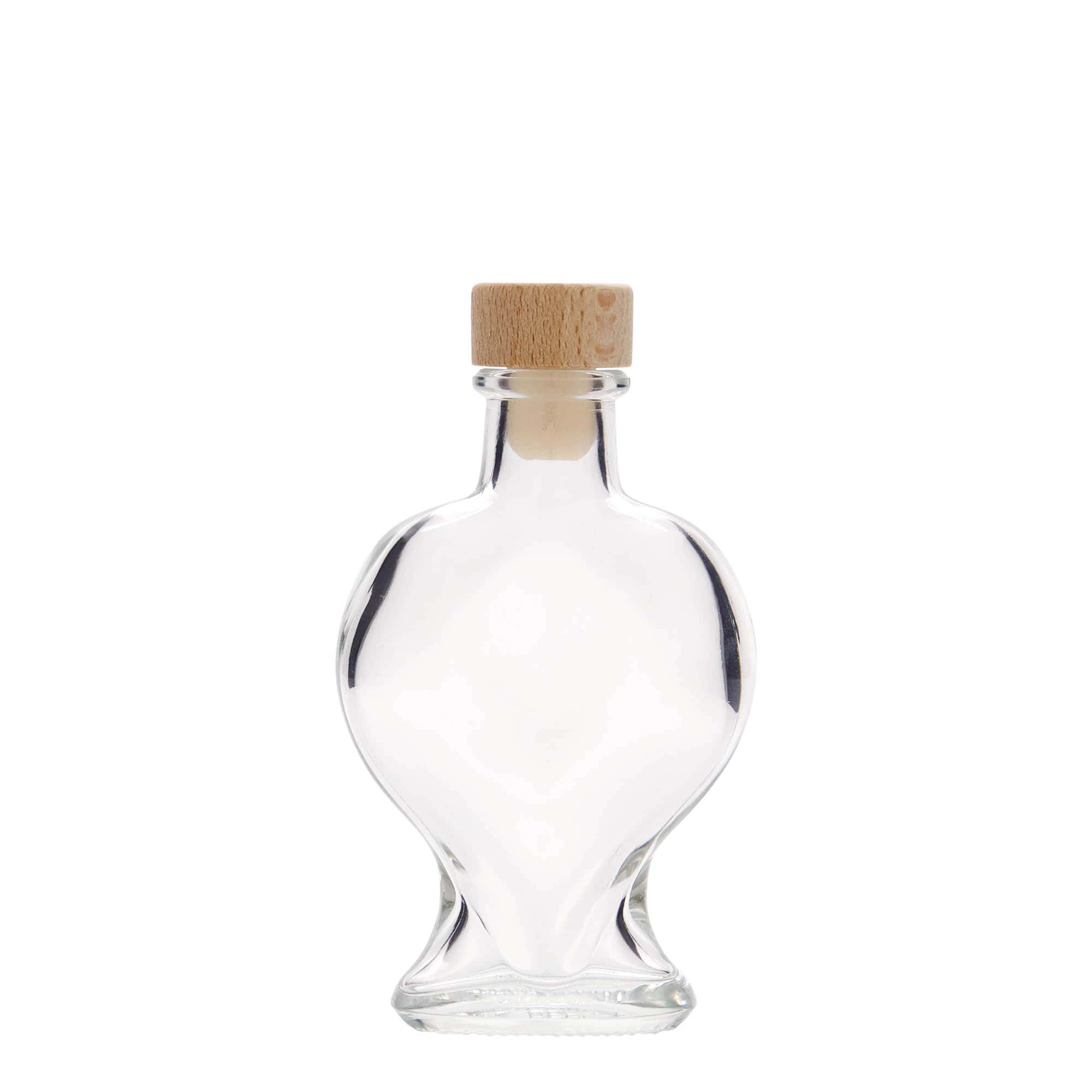 Flacon en verre 100 ml « Cœur », ouverture : bouchon en liège