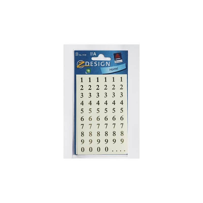 Autocollants Zweckform 'Chiffres 1-9', plastique, or