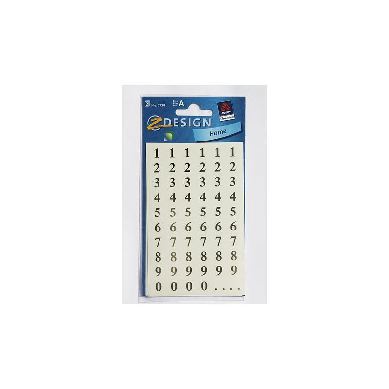Autocollants Zweckform 'Chiffres 1-9', plastique, or Autocollants Zweckform 'Chiffres 1-9', plastique, or