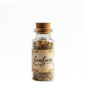 Pot à épices avec logo Exemple de produit : pot à épices rempli avec bouchon en liège et logo