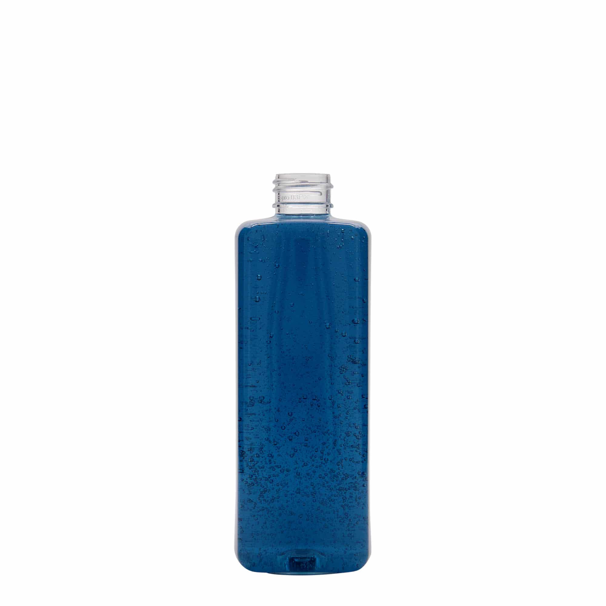 Bouteille en PET 300 ml 'Karl', carrée, plastique, bouchage: 24/410