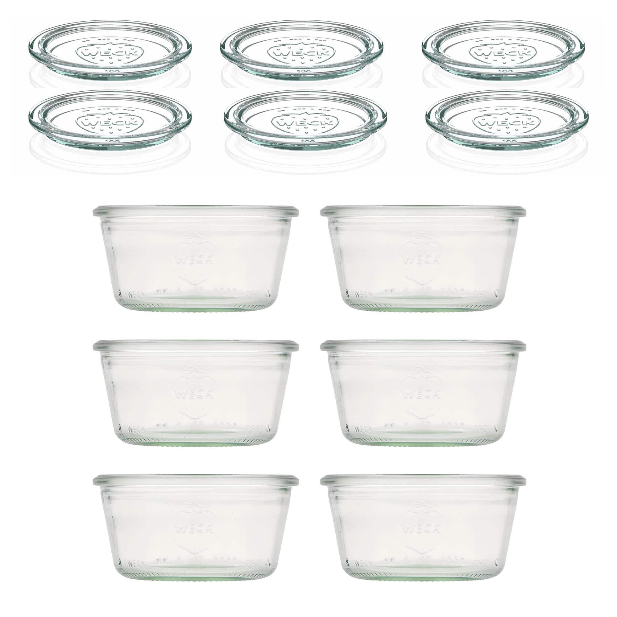 6x 290 ml bocal WECK à renversement plat avec couvercle en verre RR 100
