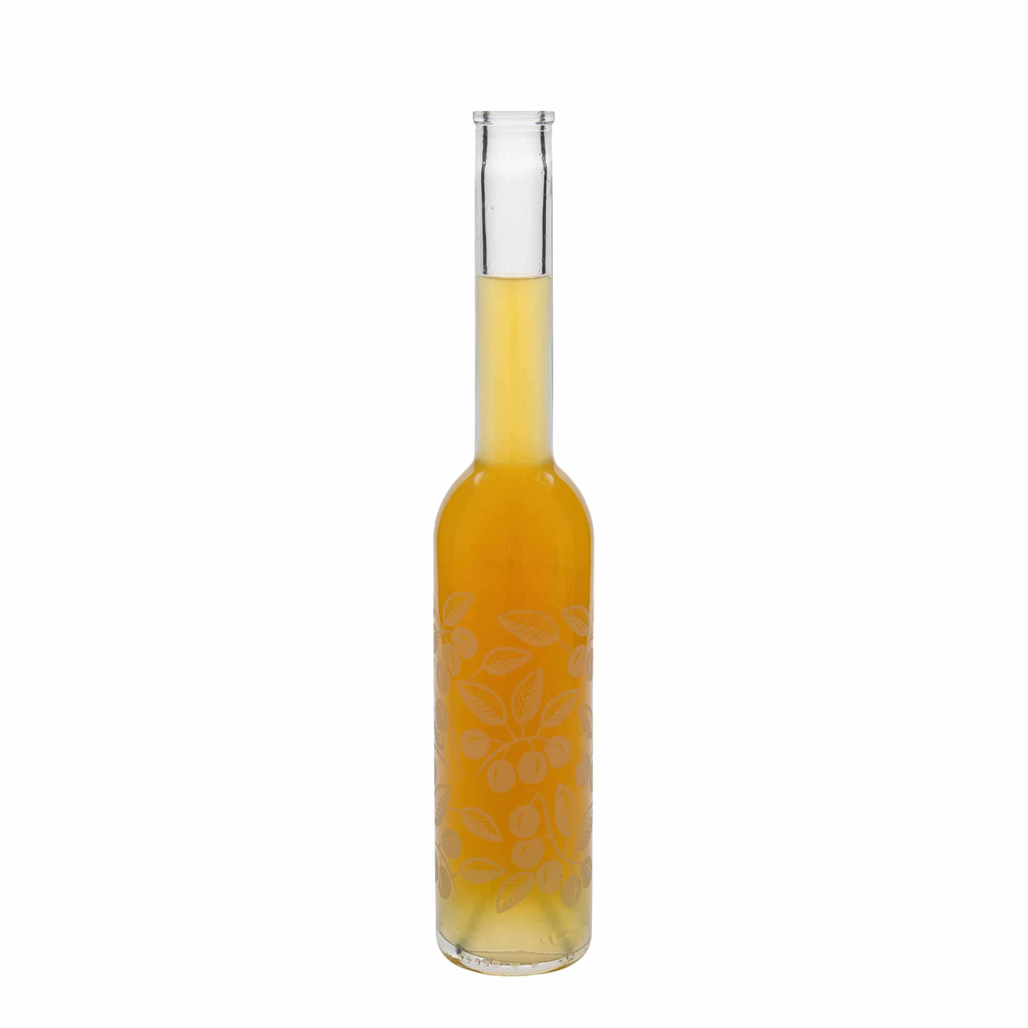 Bouteille en verre 350 ml « Opera », motif : mirabelles, ouverture : bouchon en liège