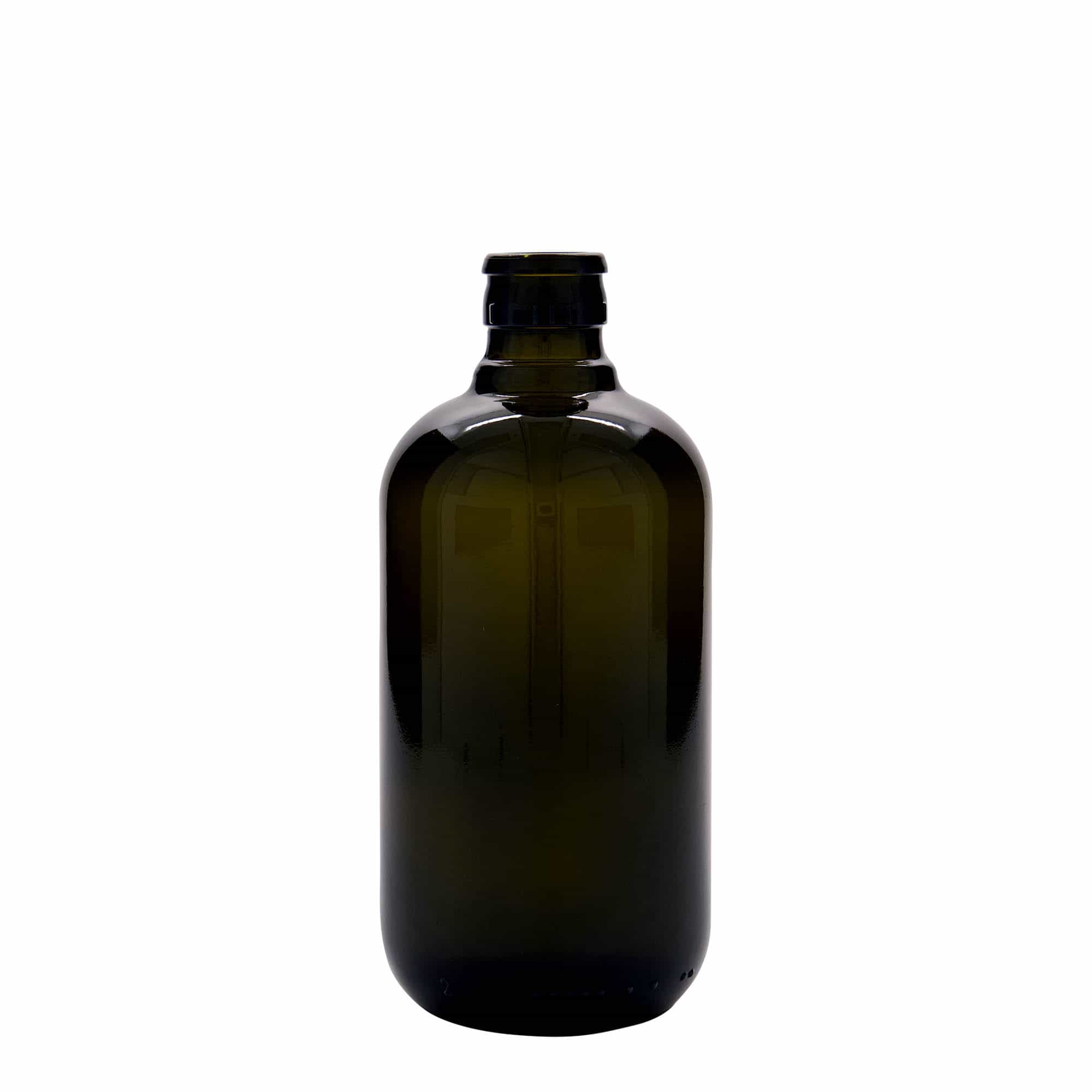 Bouteille de vinaigre / d’huile 500 ml 'Biolio', verre, vert antique, col : DOP