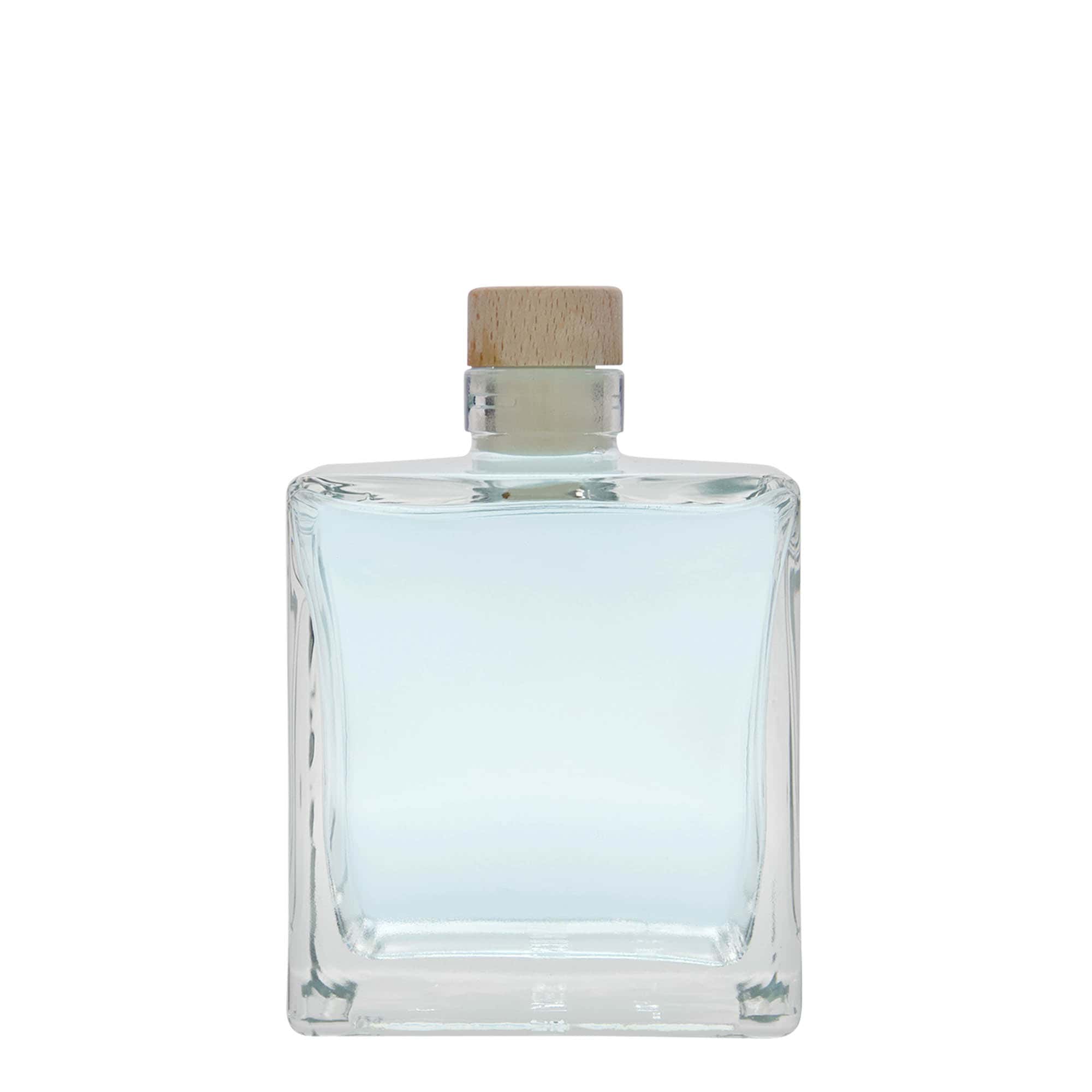 Bouteille en verre 500 ml « Cube », carrée, ouverture : bouchon en liège