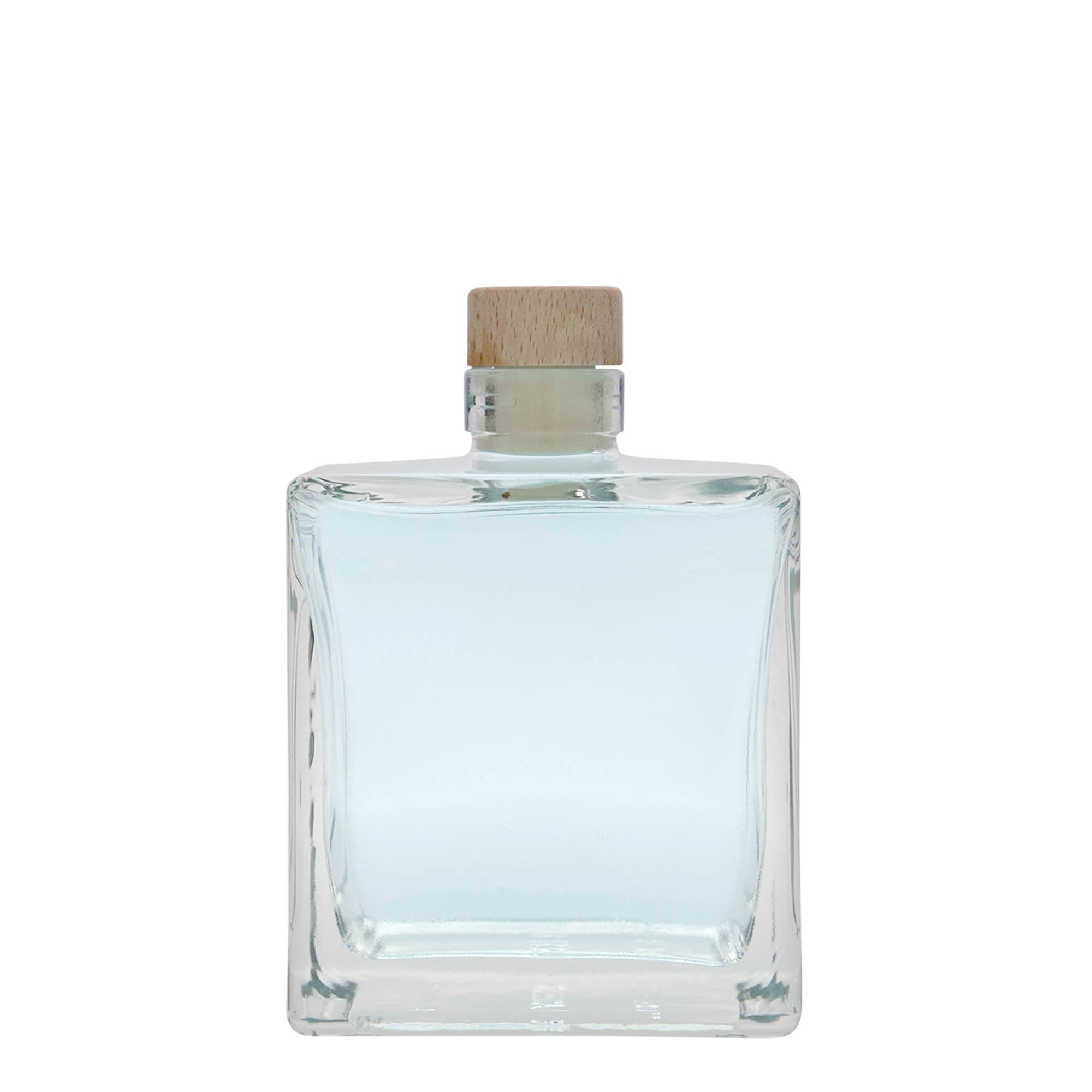 Bouteille en verre 500 ml « Cube », carrée, ouverture : bouchon en liège