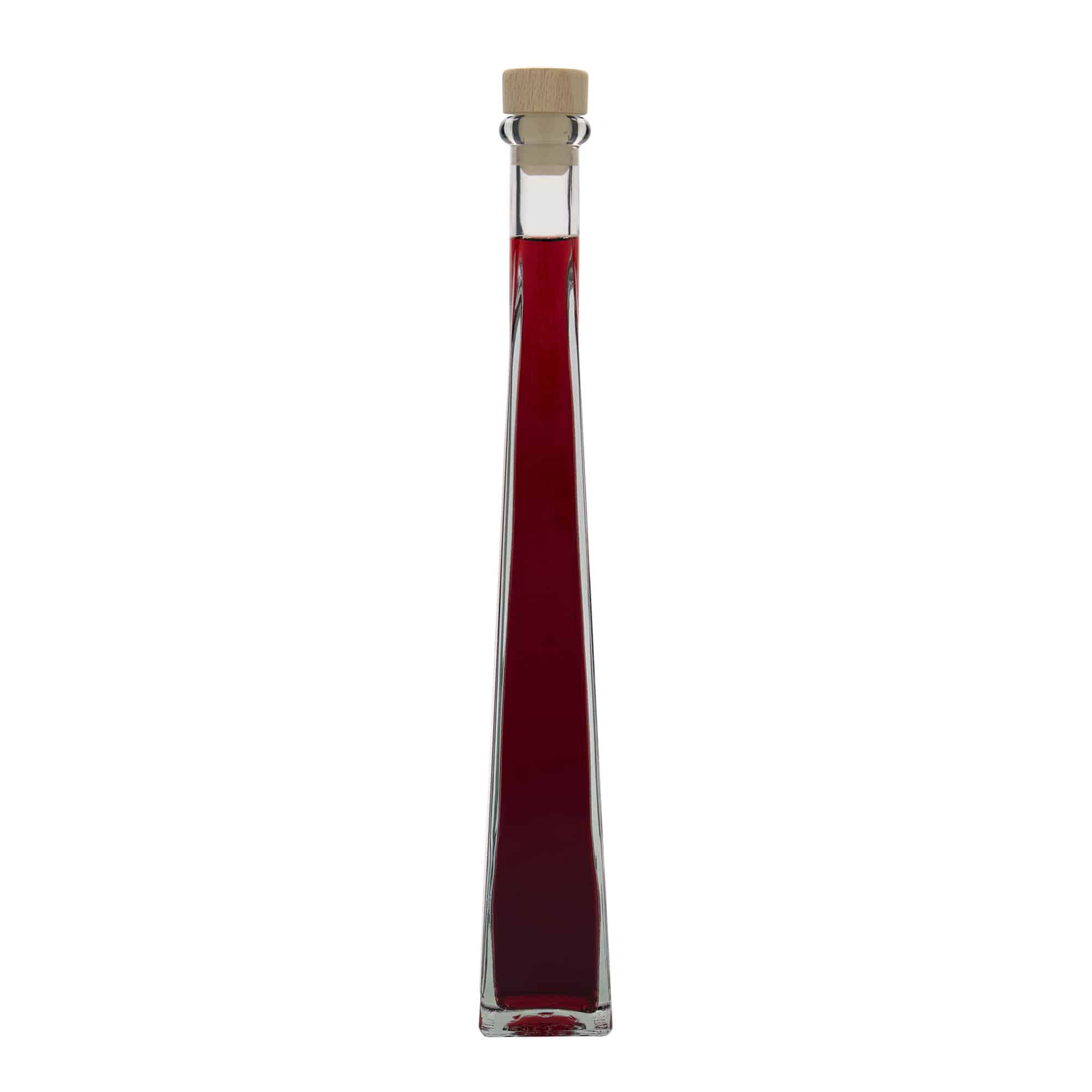 Bouteille en verre 200 ml « Dama Quadrato », carrée, ouverture : bouchon en liège
