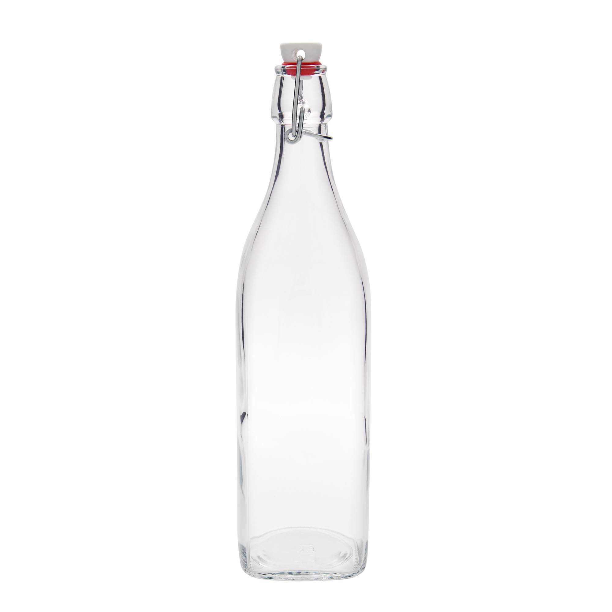 Bouteille en verre 1 000 ml « Swing », carrée, ouverture : fermeture à levier Bouteille en verre 1 000 ml « Swing », carrée, ouverture : fermeture à levier