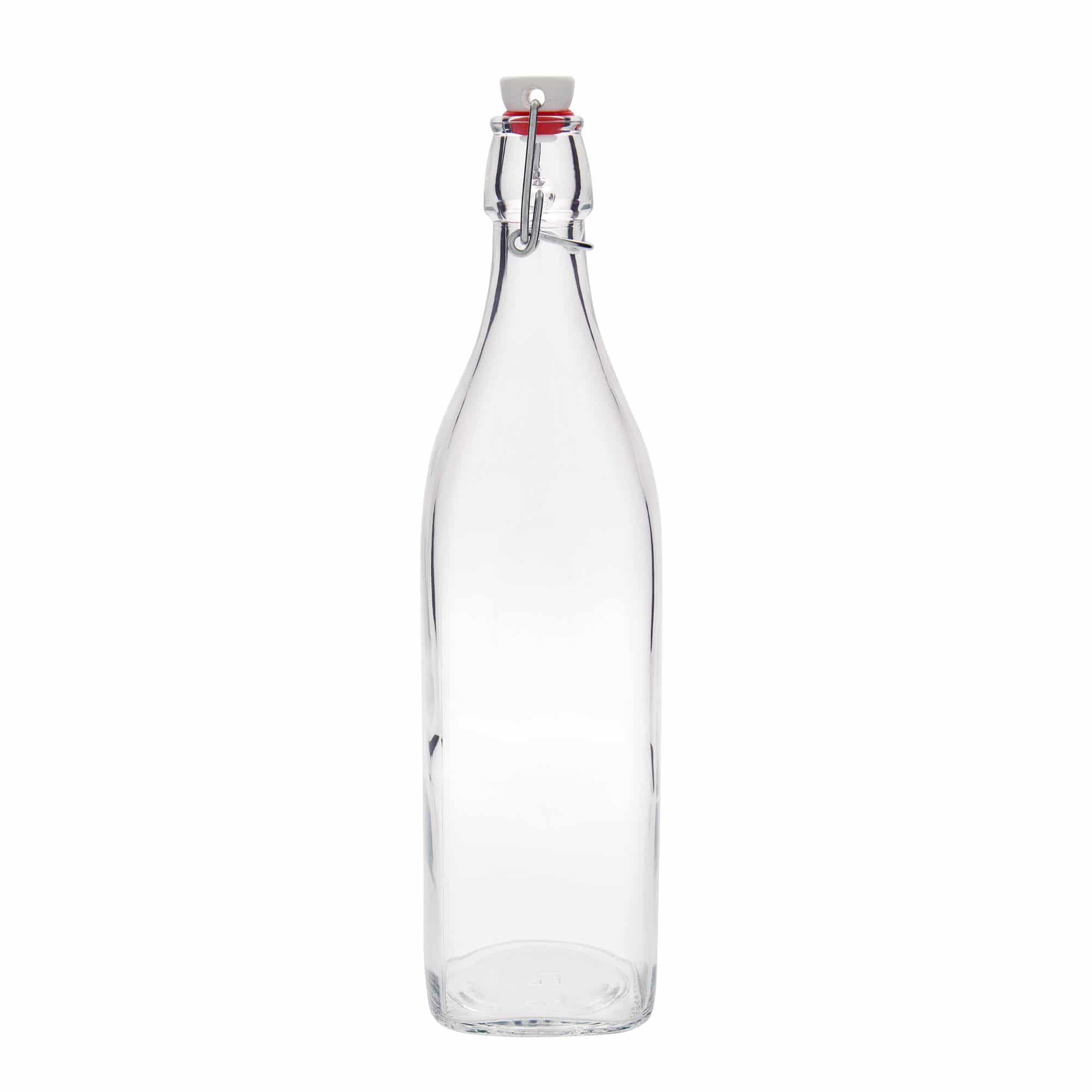 Bouteille en verre 1 000 ml « Swing », carrée, ouverture : fermeture à levier