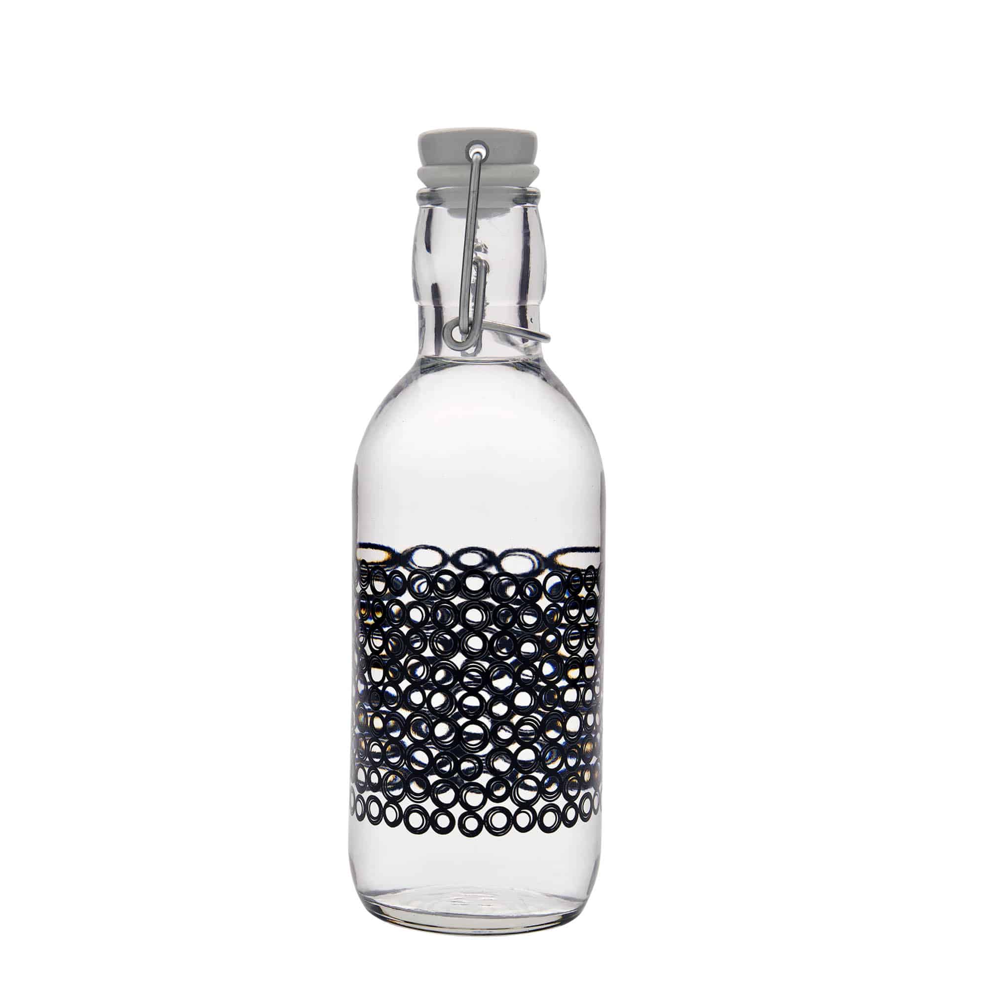 Bouteille en verre 500 ml « Emilia », motif : Circola nero, ouverture : fermeture à levier
