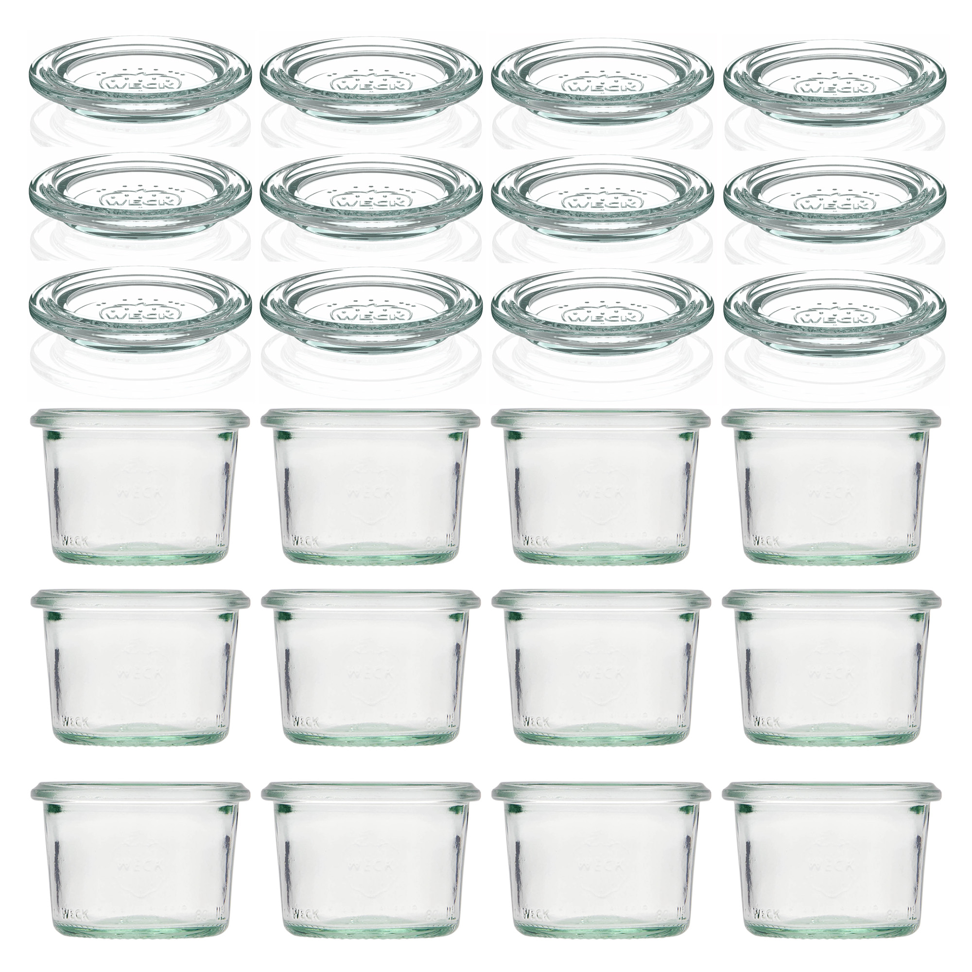 12x 80 ml bocal WECK à renversement avec couvercle en verre RR 60