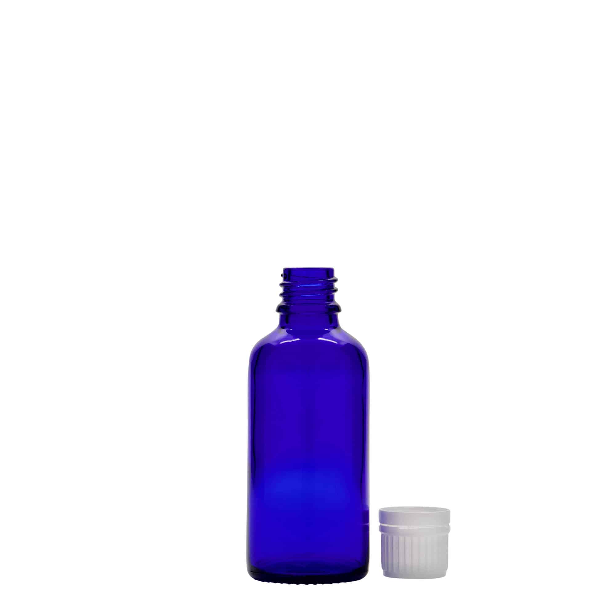 Flacon médical 50 ml, verre, bleu roi, ouverture : DIN 18