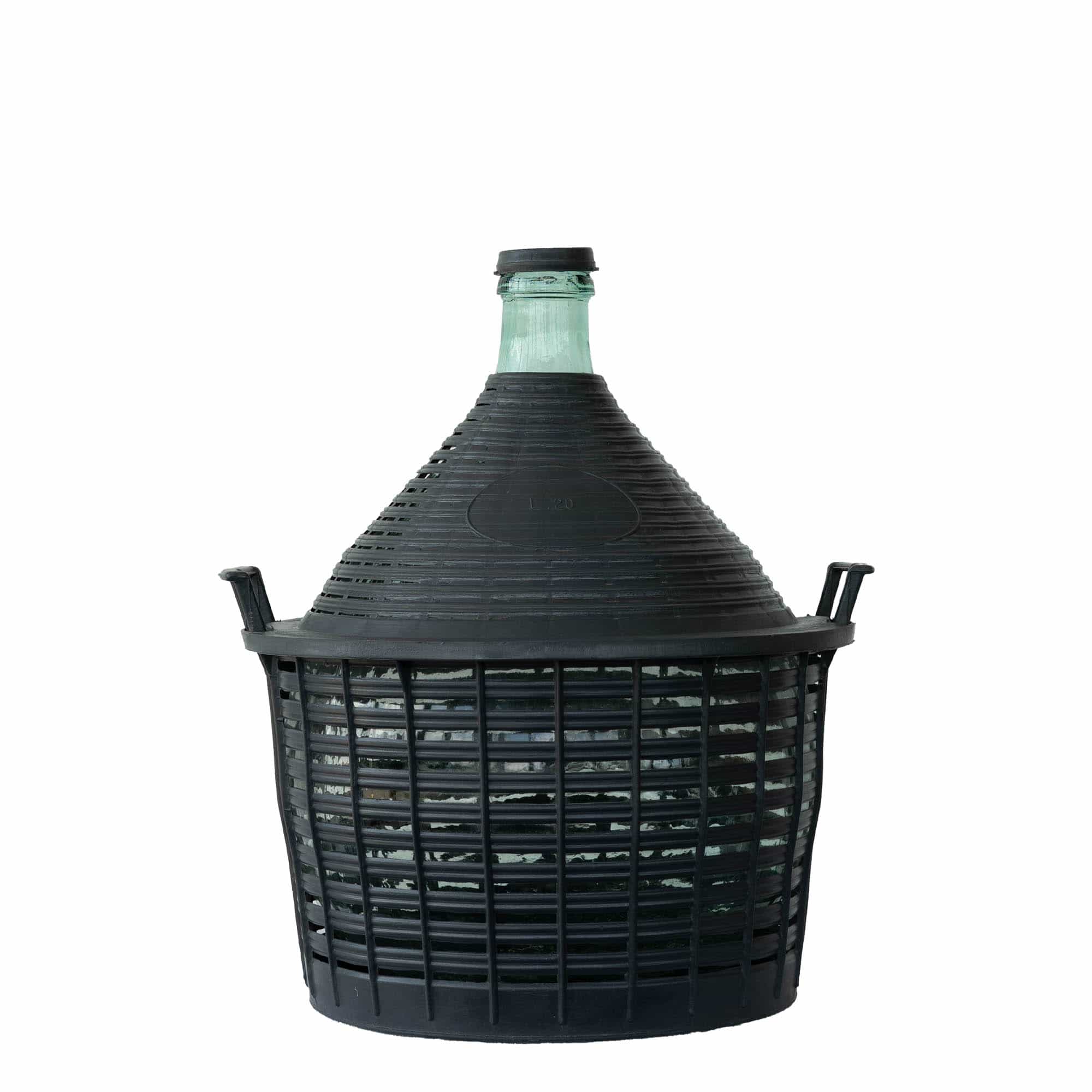 Bouteille ballon de 20 l à col étroit, verre, ouverture : couvercle à emboîtement