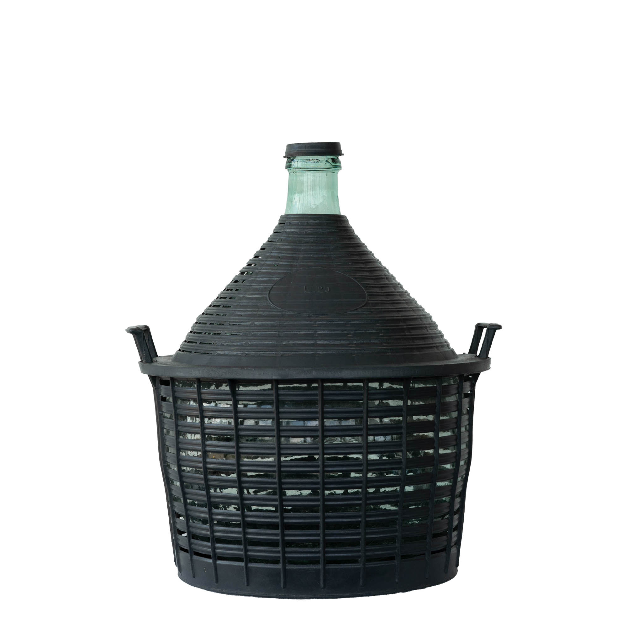 Bouteille ballon de 20 l à col étroit, verre, ouverture : couvercle à emboîtement