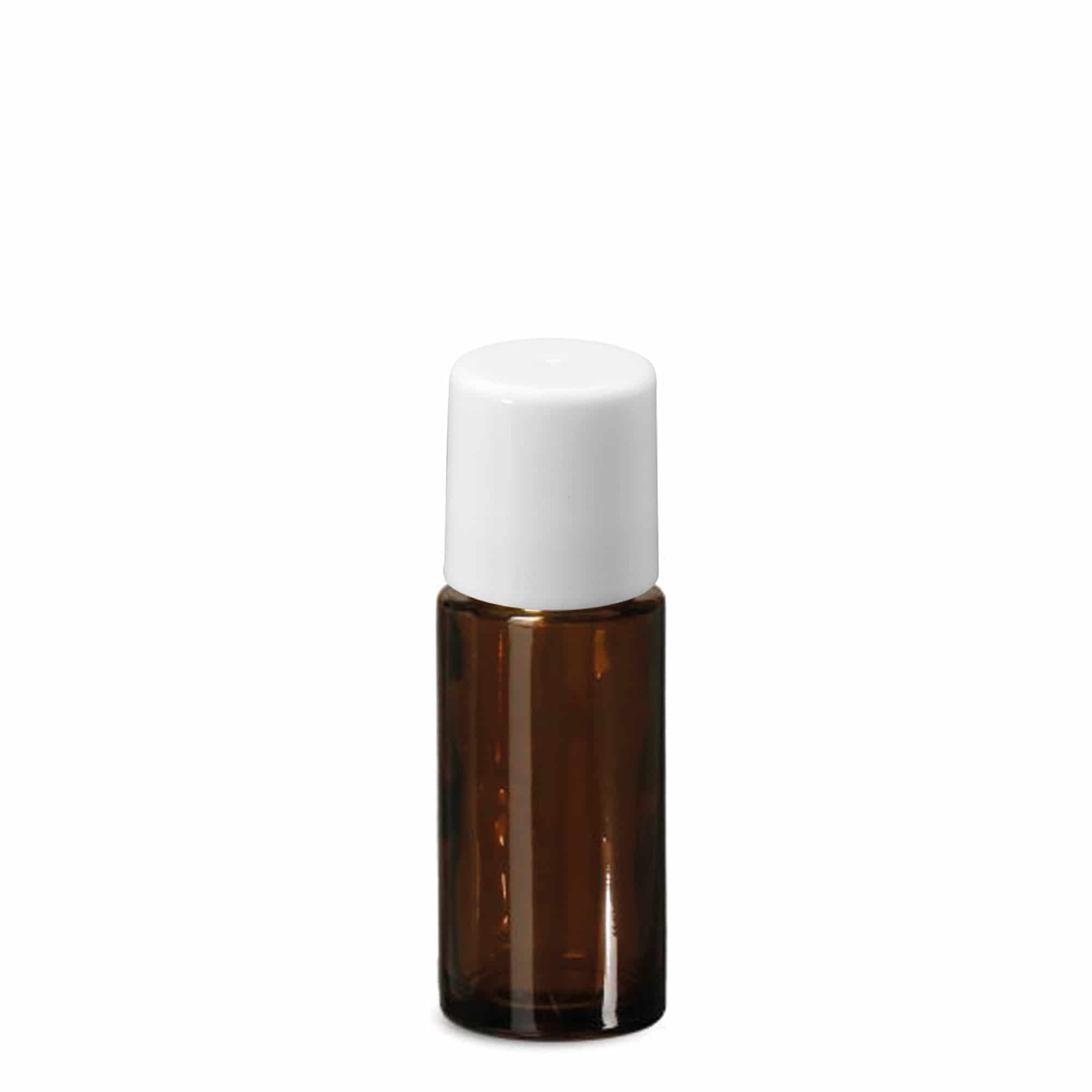 Flacon roll-on 50 ml, verre, brun, ouverture : bouchon à vis