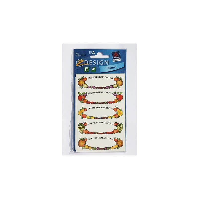 Étiquettes usage spécial 'Cadre de fruits', ovale, papier, multicolore