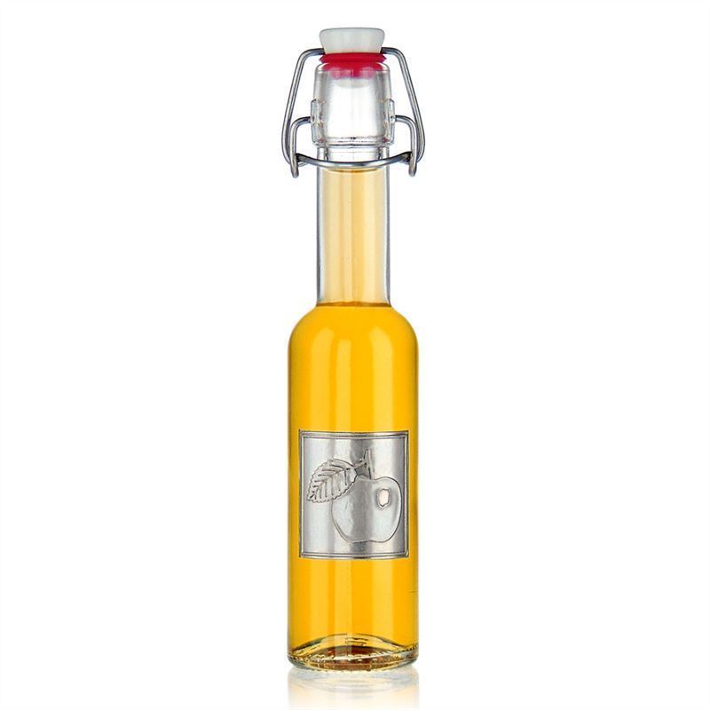 Étiquette en étain 'Pomme', carrée, métal, argenté Étiquette en étain 'Pomme', carrée, métal, argenté