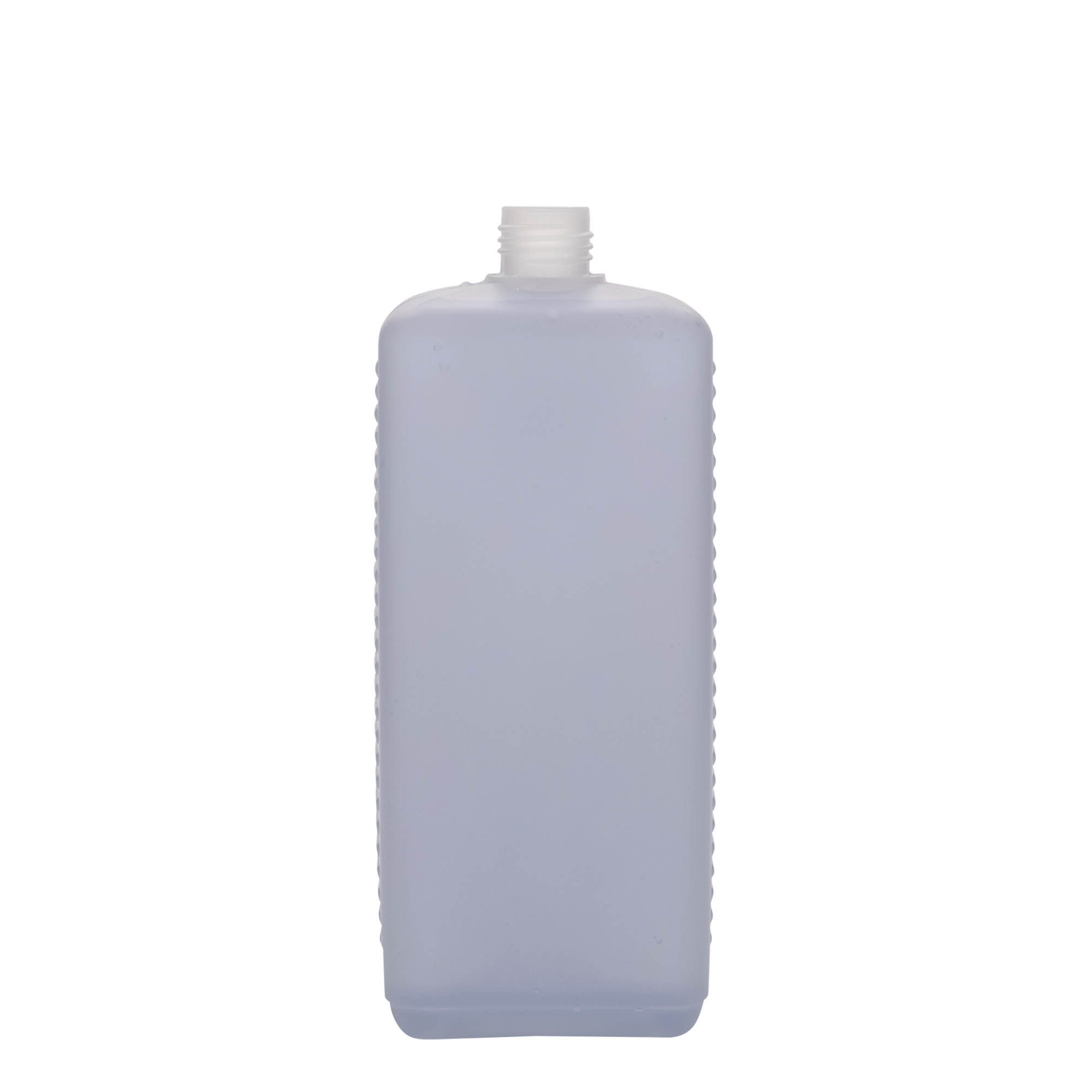 Bouteille bidon 1 000 ml, rectangulaire, plastique PEHD, nature, bouchage: DIN 25 EPE