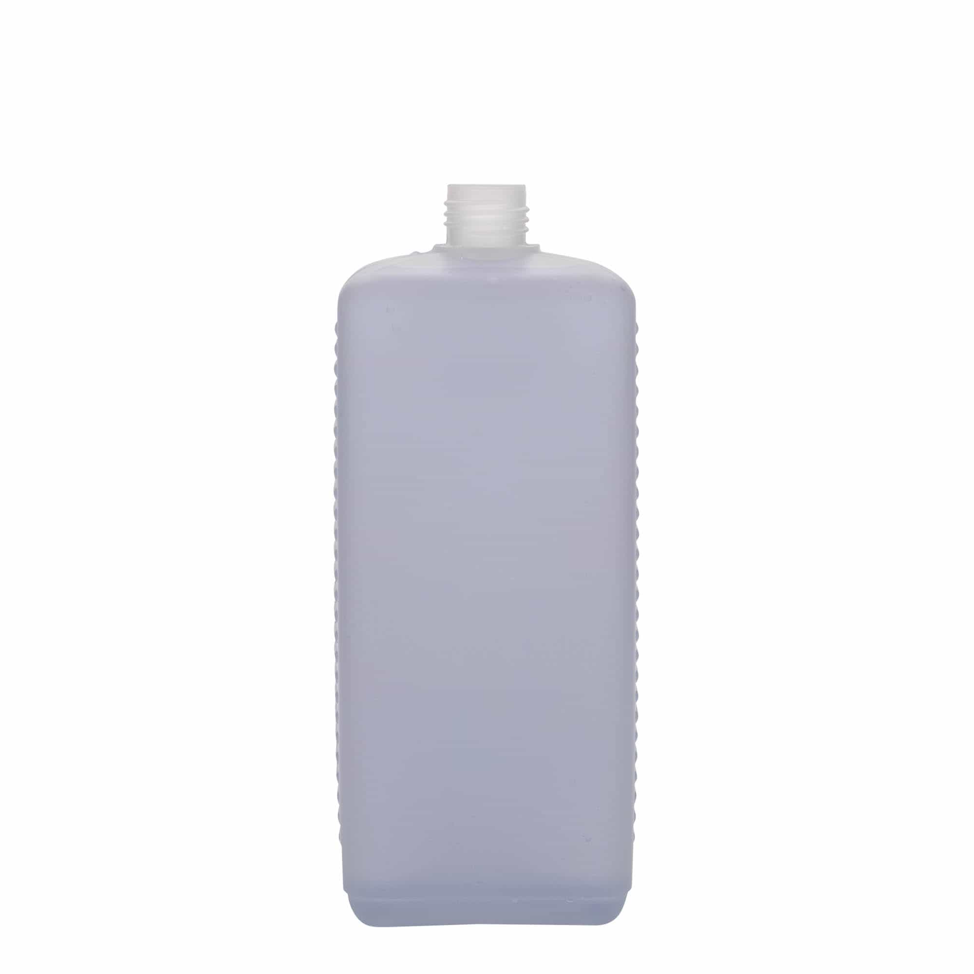 Bidon de 1 000 ml, rectangulaire, plastique HDPE, naturel, ouverture : DIN 25 EPE