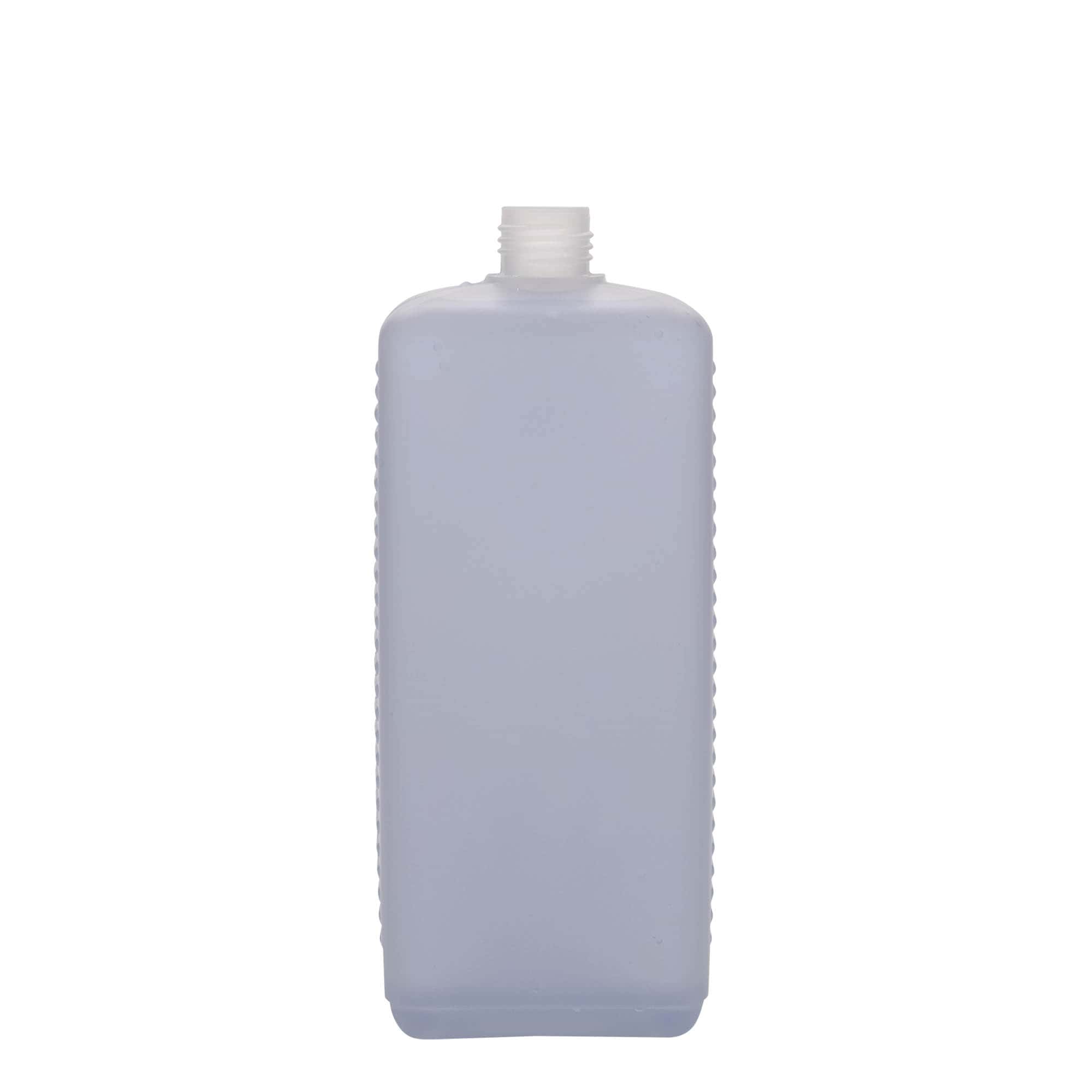 Bidon de 1 000 ml, rectangulaire, plastique HDPE, naturel, ouverture : DIN 25 EPE