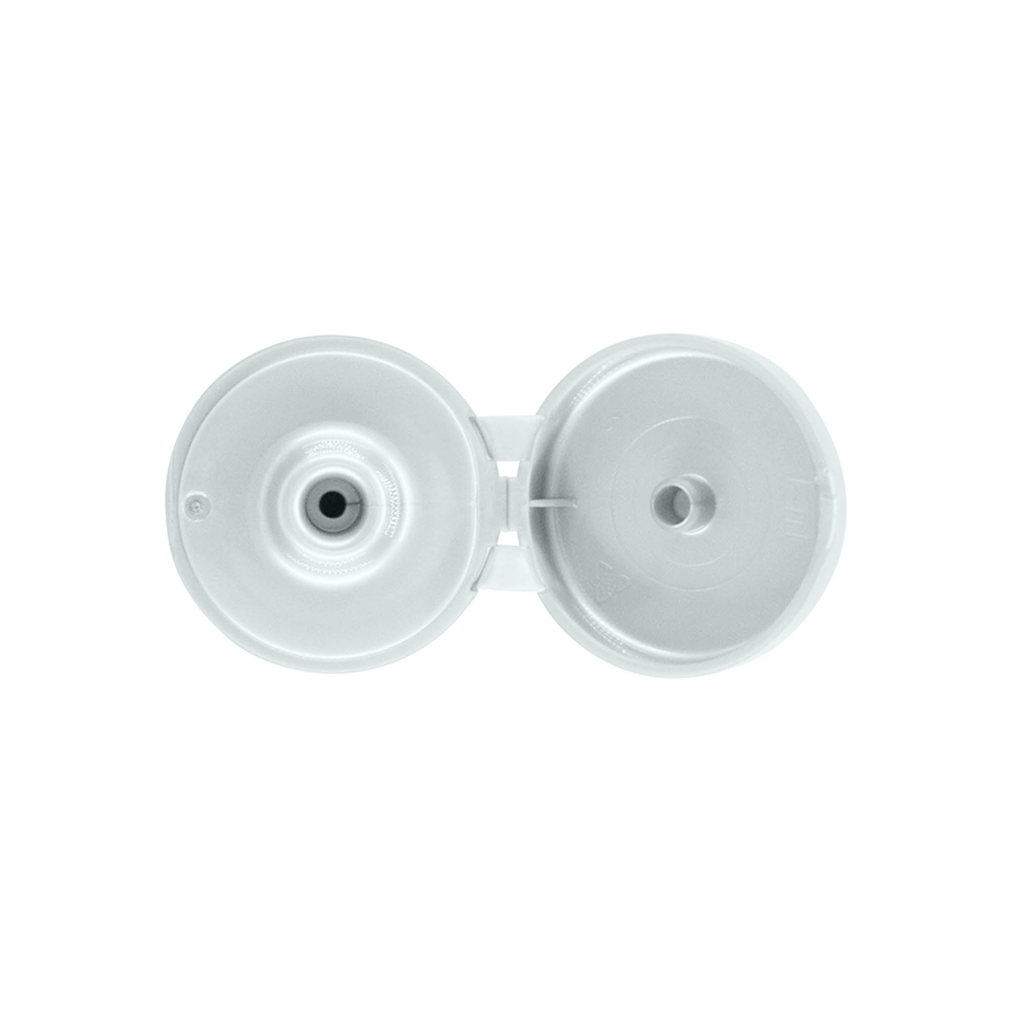 Bouchon à vis avec charnière à bascule, plastique PP, argent, pour ouverture : 24/410 Bouchon à vis avec charnière à bascule, plastique PP, argent, pour ouverture : 24/410