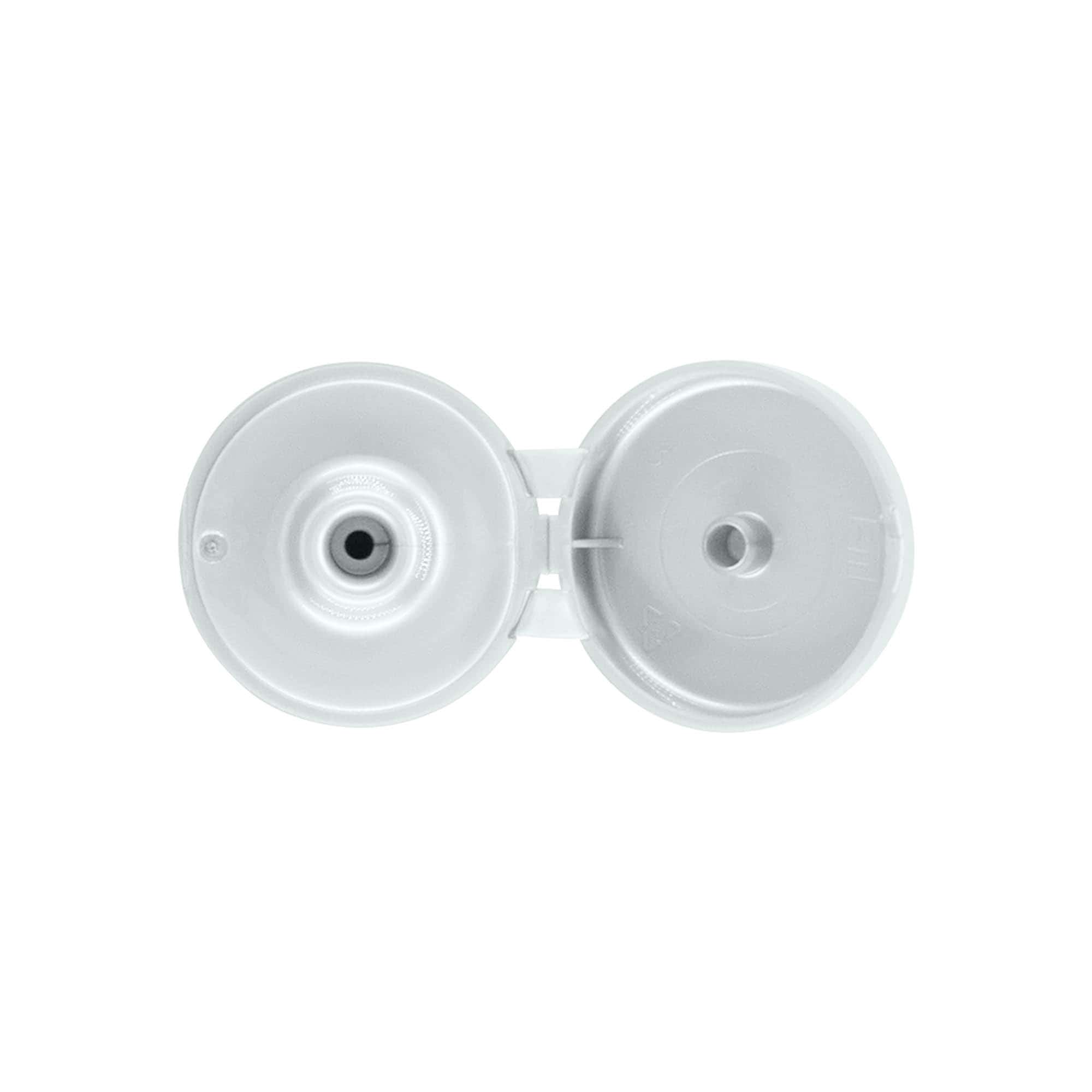 Bouchon à vis avec charnière à bascule, plastique PP, argent, pour ouverture : 24/410
