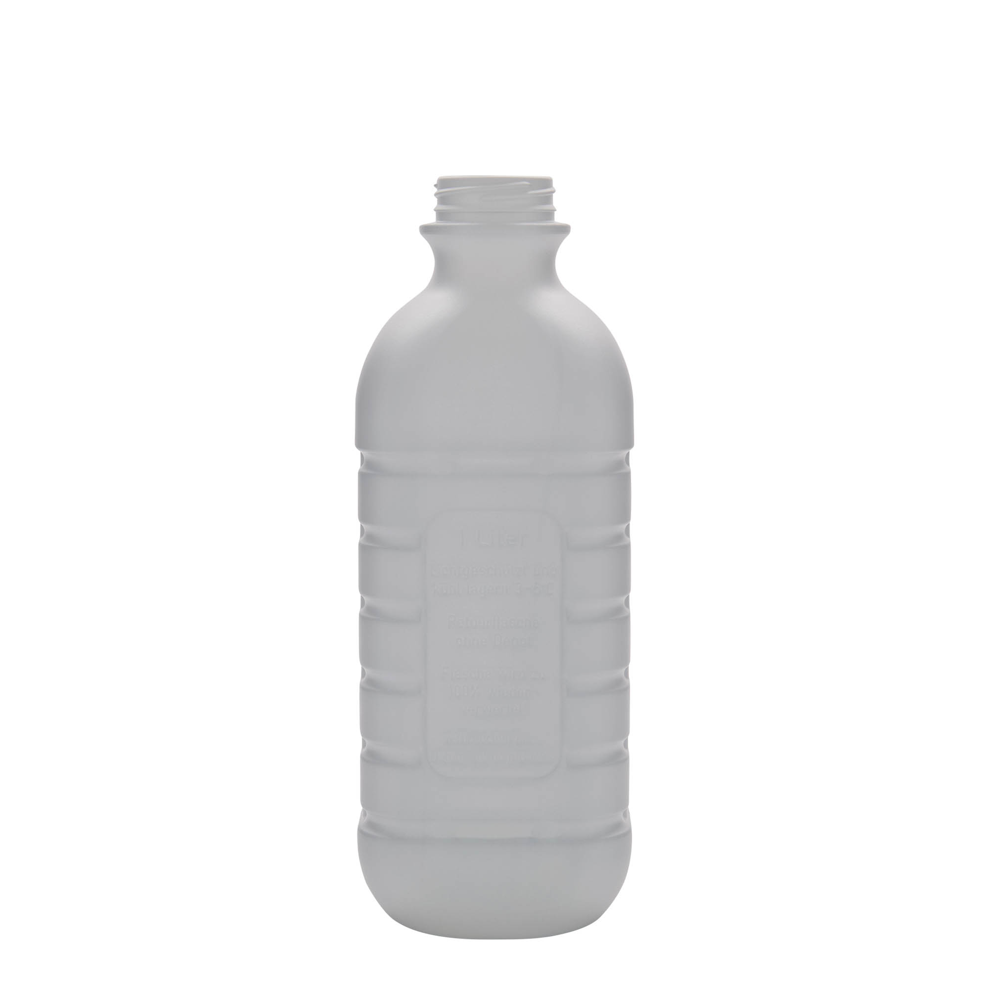 Bouteille de lait 1 000 ml, rectangulaire, plastique HDPE, blanc, ouverture : PEHD40
