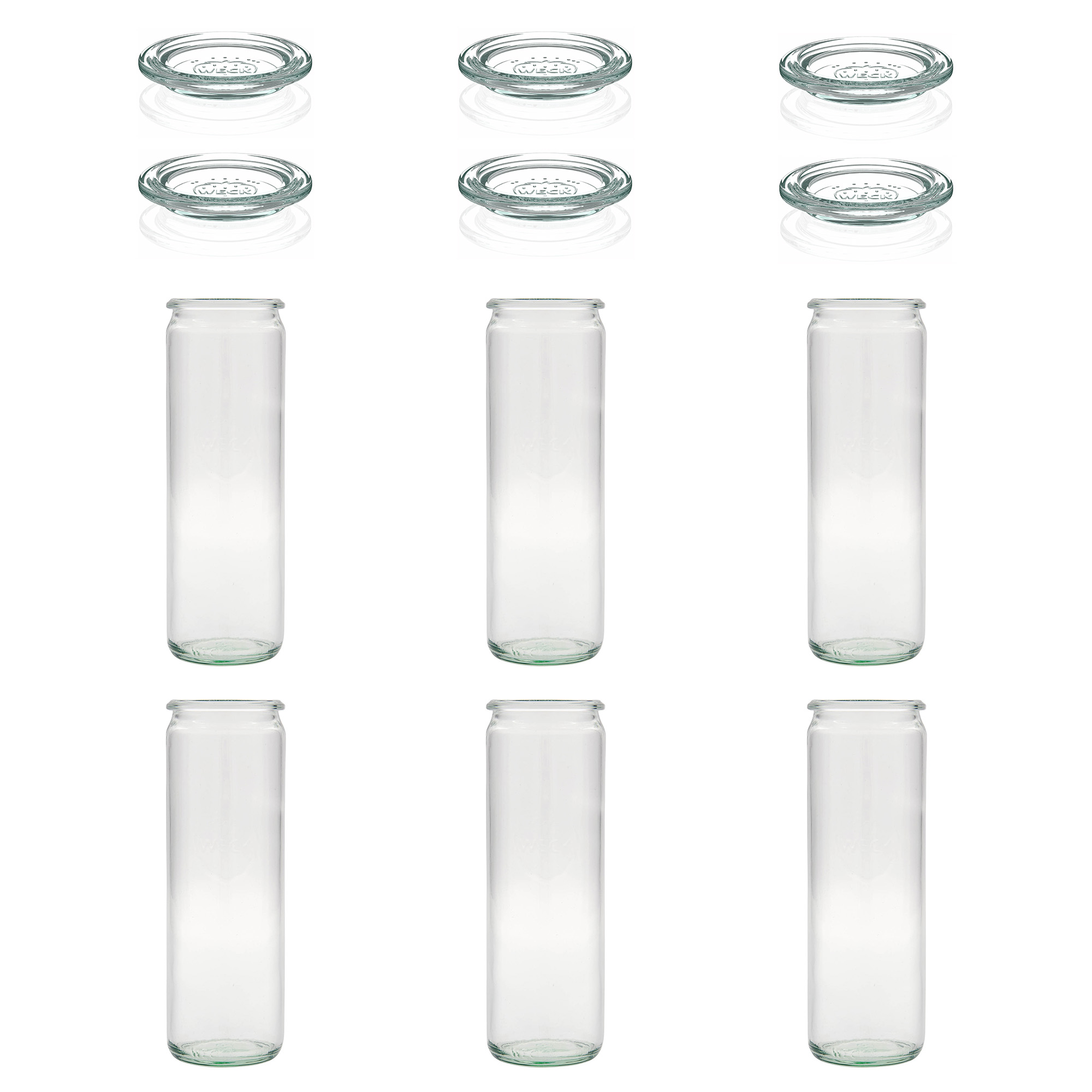 6x 600 ml verre cylindrique WECK avec couvercle en verre RR 60