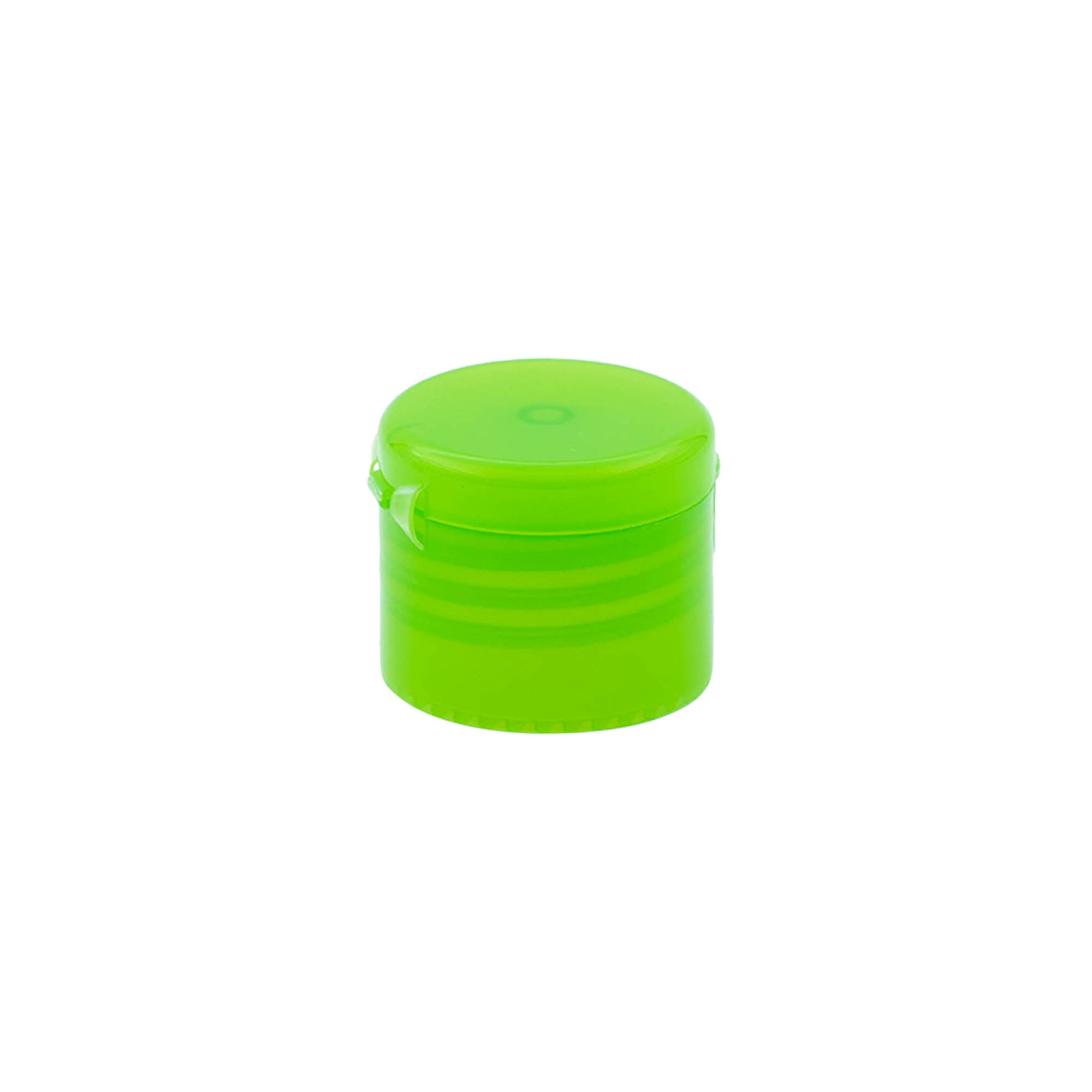 Bouchon à vis avec charnière à bascule, plastique PP, vert, pour ouverture : 24/410 Bouchon à vis avec charnière à bascule, plastique PP, vert, pour ouverture : 24/410