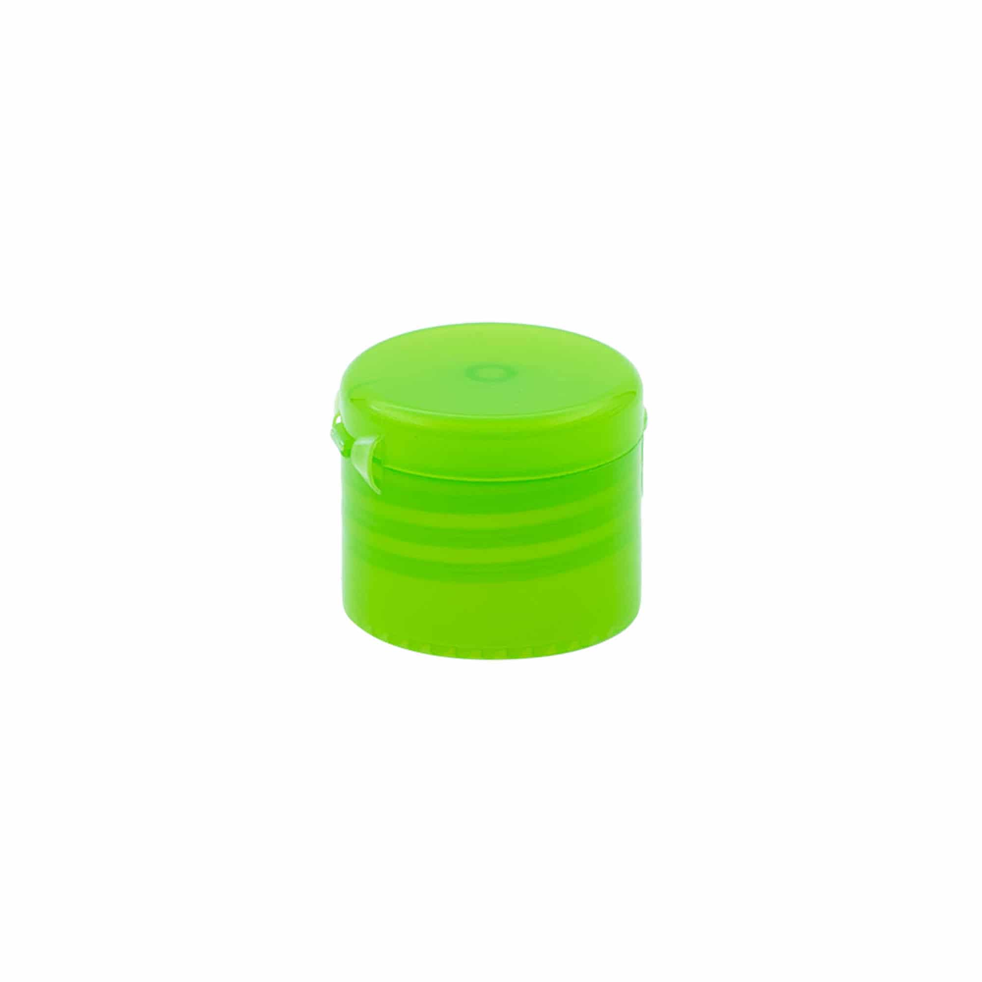 Bouchon à vis avec charnière à bascule, plastique PP, vert, pour ouverture : 24/410