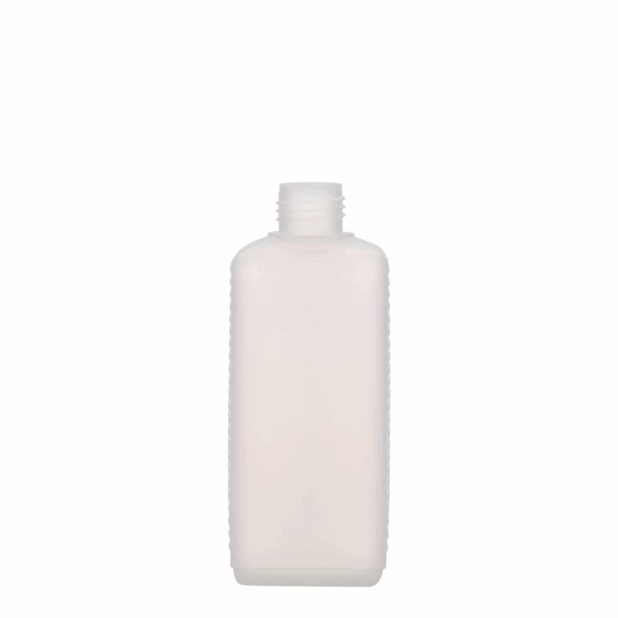 Bouteille bidon 250 ml, rectangulaire, plastique PEHD, nature, bouchage: DIN 25 EPE Bouteille bidon 250 ml, rectangulaire, plastique PEHD, nature, bouchage: DIN 25 EPE
