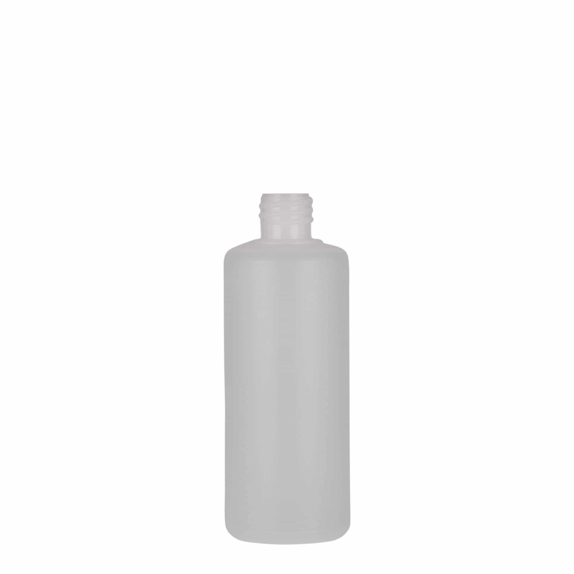 Bouteille ronde 100 ml, plastique PE, nature, bouchage: Bougage à vis Bouteille ronde 100 ml, plastique PE, nature, bouchage: Bougage à vis