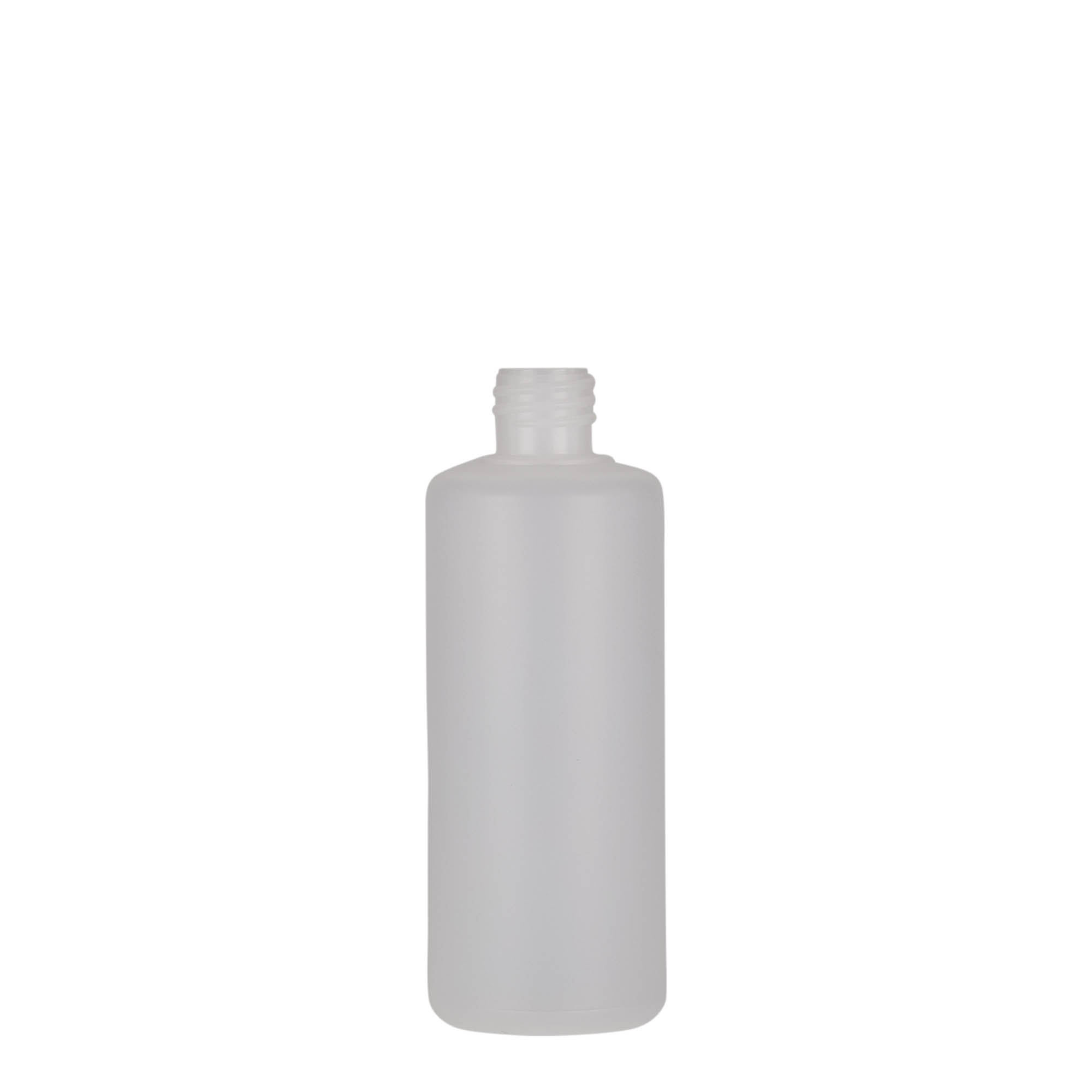 Flacon rond de 100 ml, plastique PE, naturel, ouverture : bouchon à vis