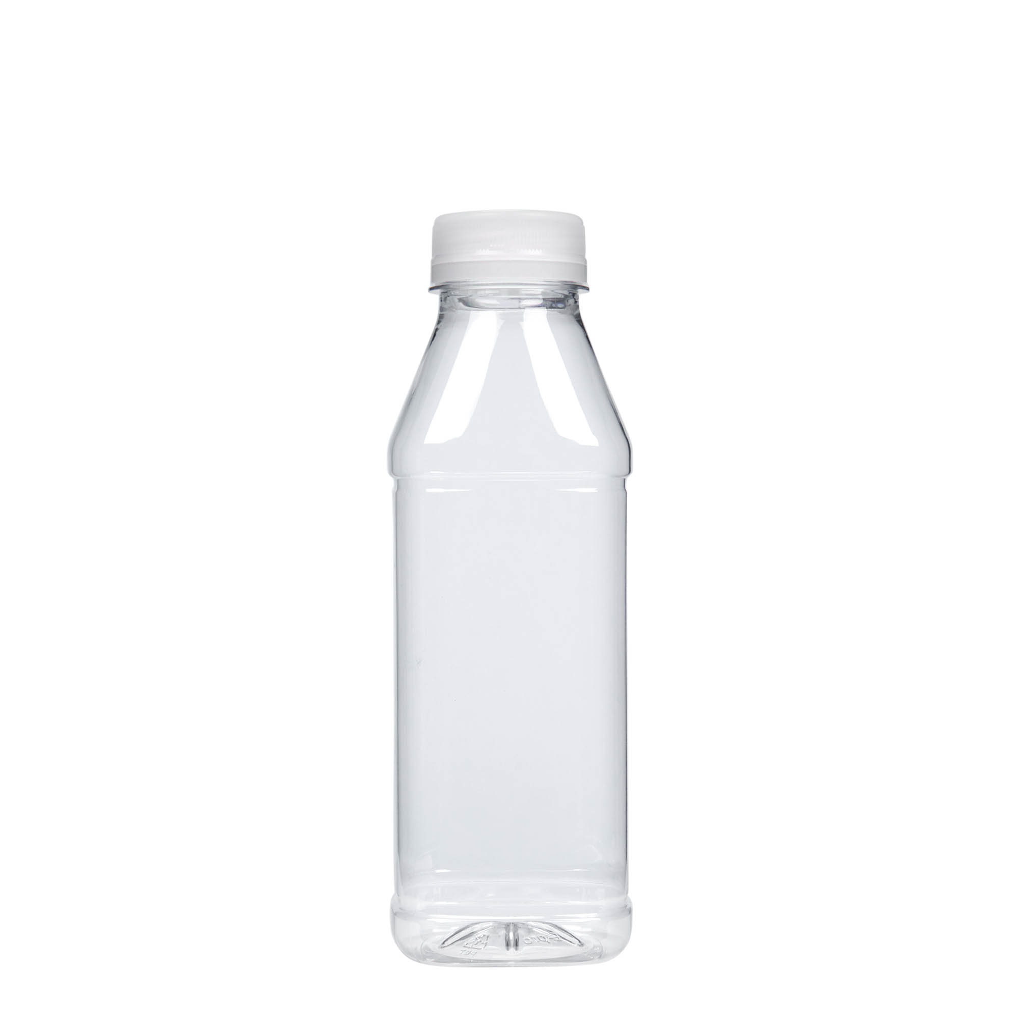 Bouteille PET 500 ml « Milk and Juice Carré », carrée, plastique, ouverture : 38 mm Bouteille PET 500 ml « Milk and Juice Carré », carrée, plastique, ouverture : 38 mm