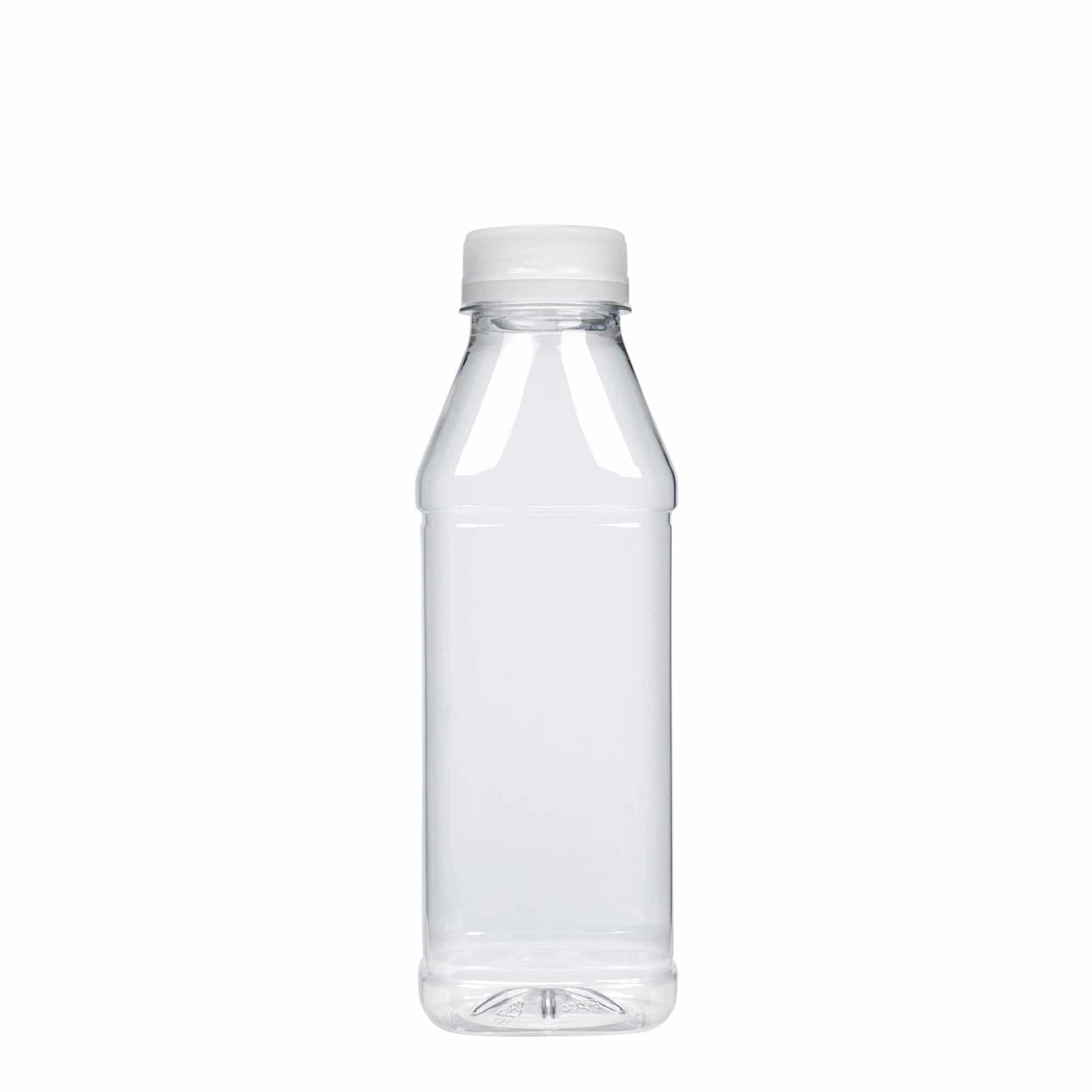 Bouteille PET 500 ml « Milk and Juice Carré », carrée, plastique, ouverture : 38 mm