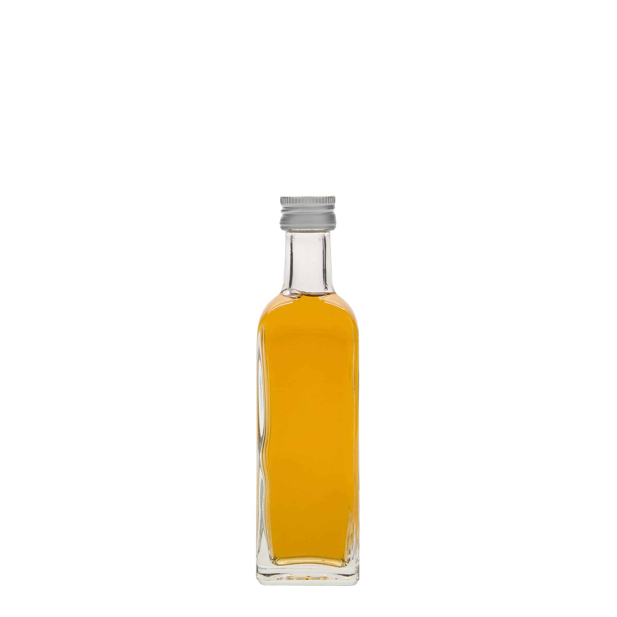Flacon en verre de 60 ml « Marasca », carré, ouverture : PP 18