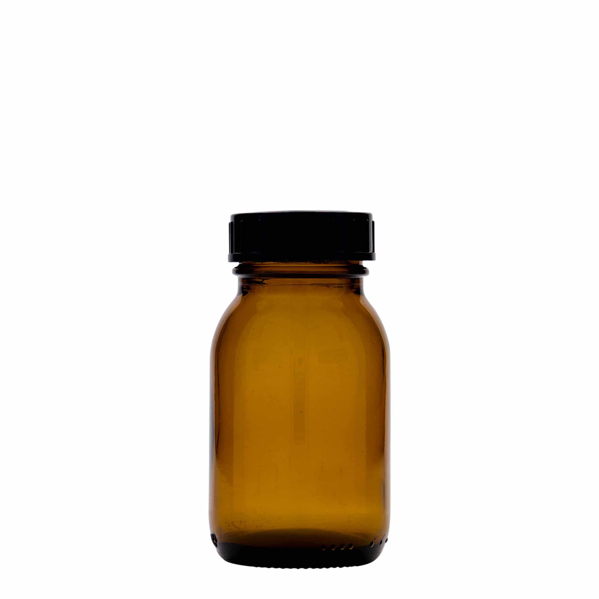 Bocal à col large 125 ml, brun, bouchage: DIN 40