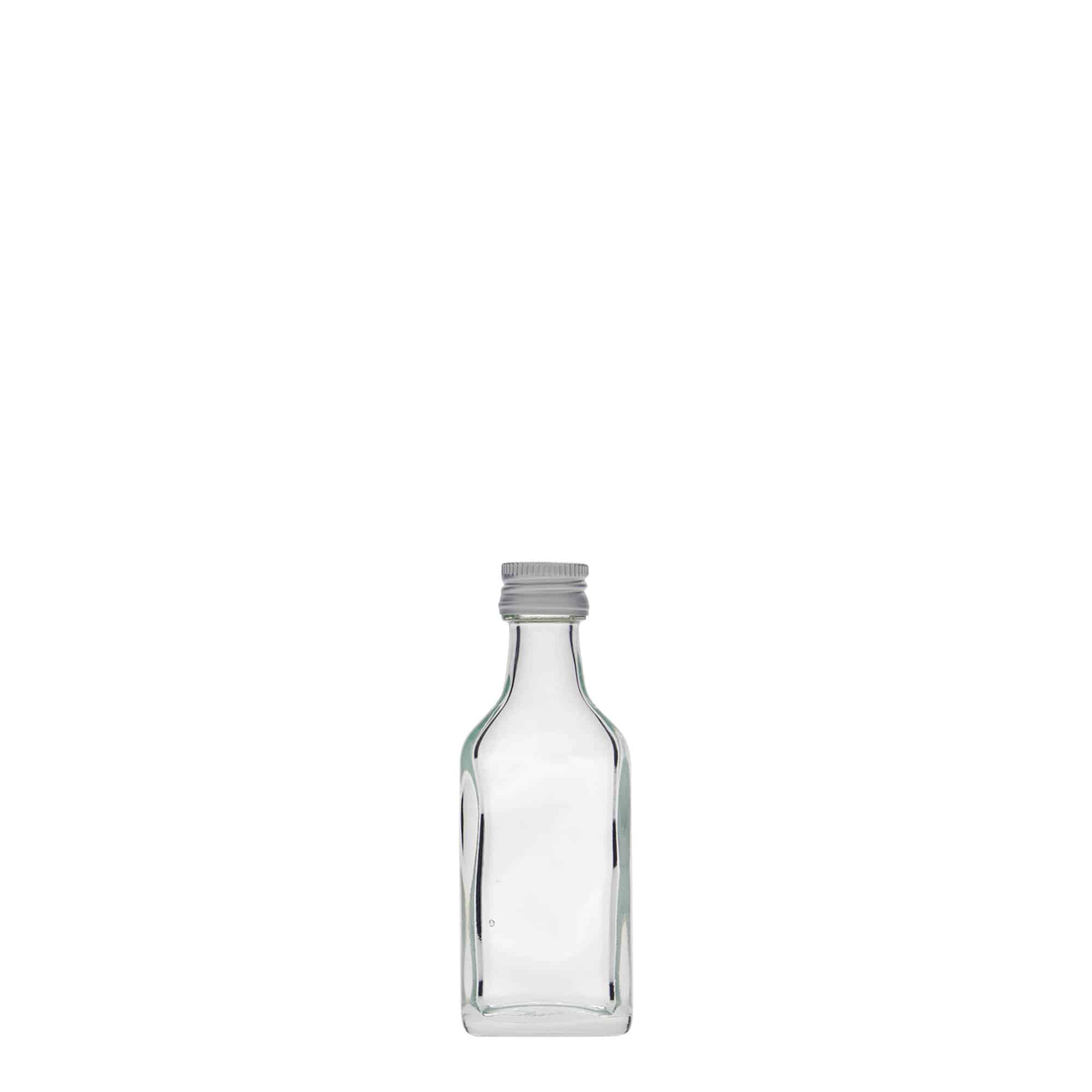 Flacon de poche 20 ml, rectangulaire, verre, col : PP 18