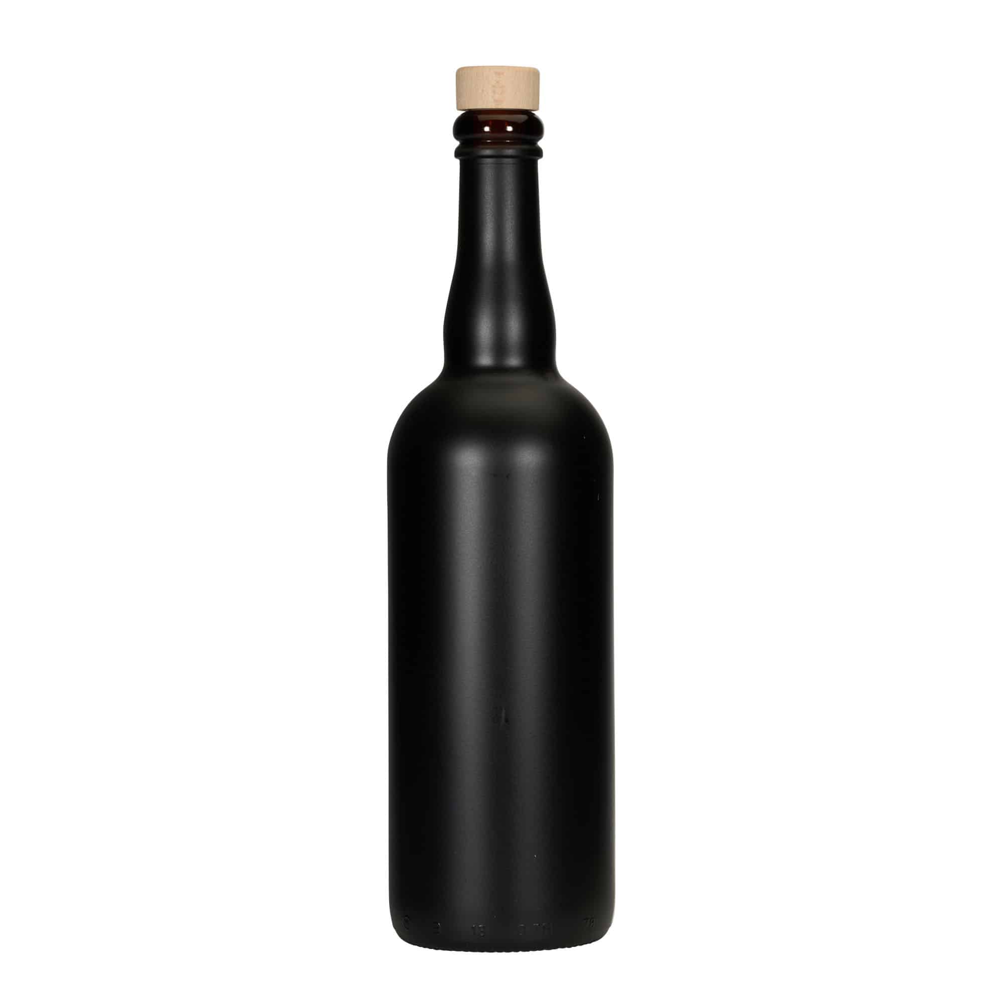 Bouteille de bière 750 ml Belgique, verre, noir, goulot : liège